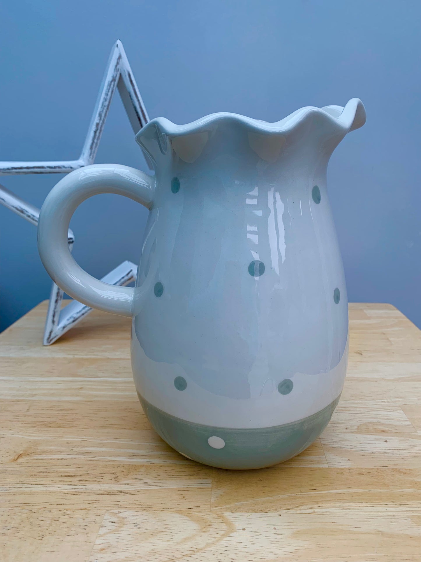 Be Happy Fluted Jug - Grey & White Spot