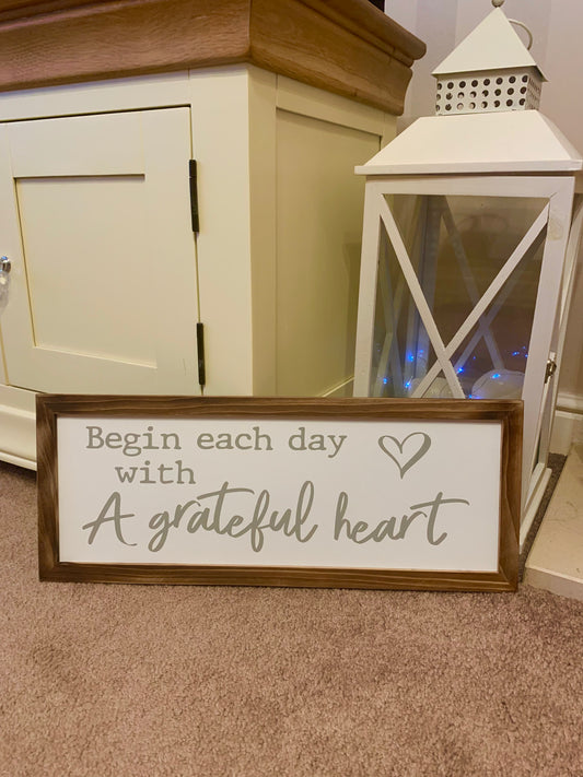 Grateful Heart Framed Wooden Plaque