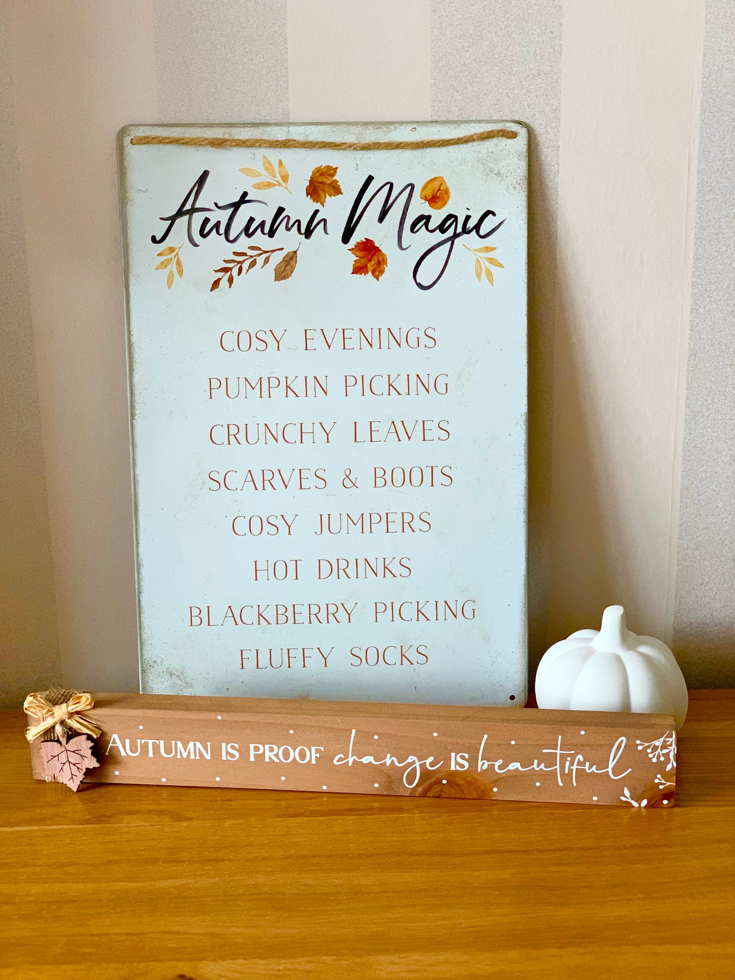 Pair of Autumn Signs - Autumn Magic & Fresh Farm Pumpkins