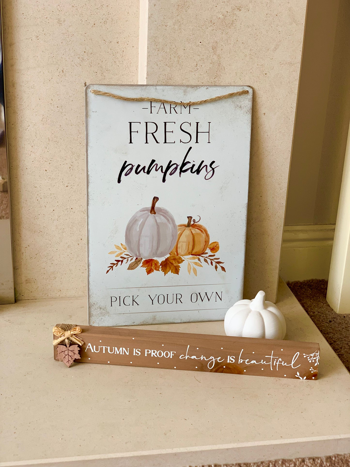 Pair of Autumn Signs - Autumn Magic & Fresh Farm Pumpkins