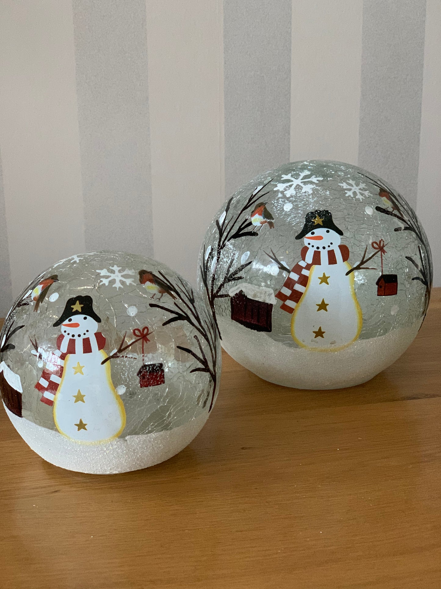 Christmas Crackle LED Snowman Ball - Large