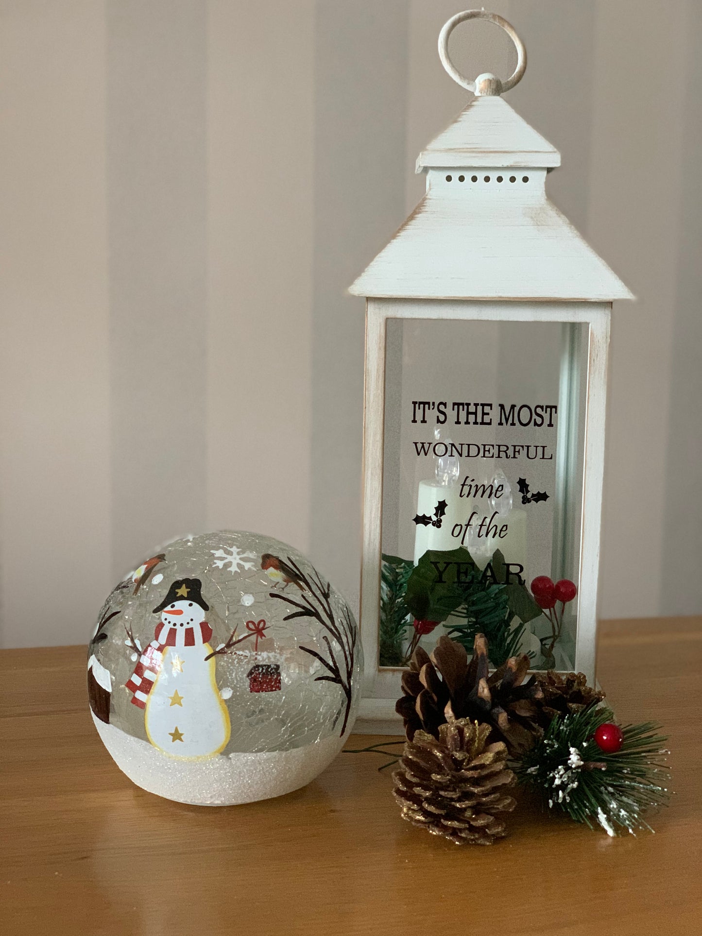 Christmas Crackle LED Snowman Ball - Small