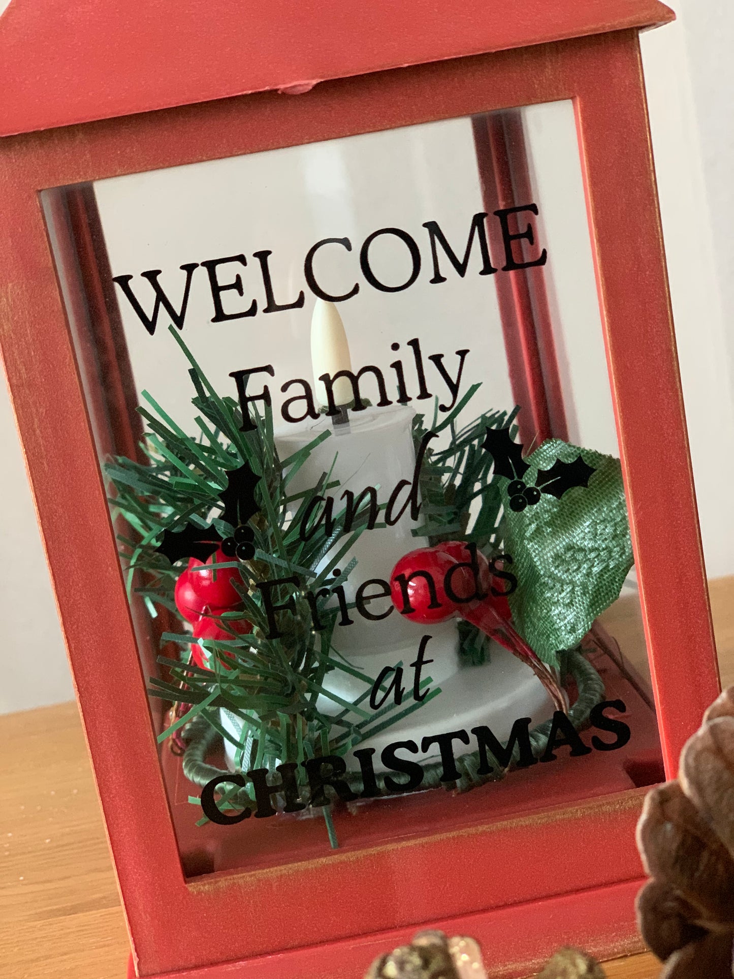 Christmas LED Flame Red Message Lantern