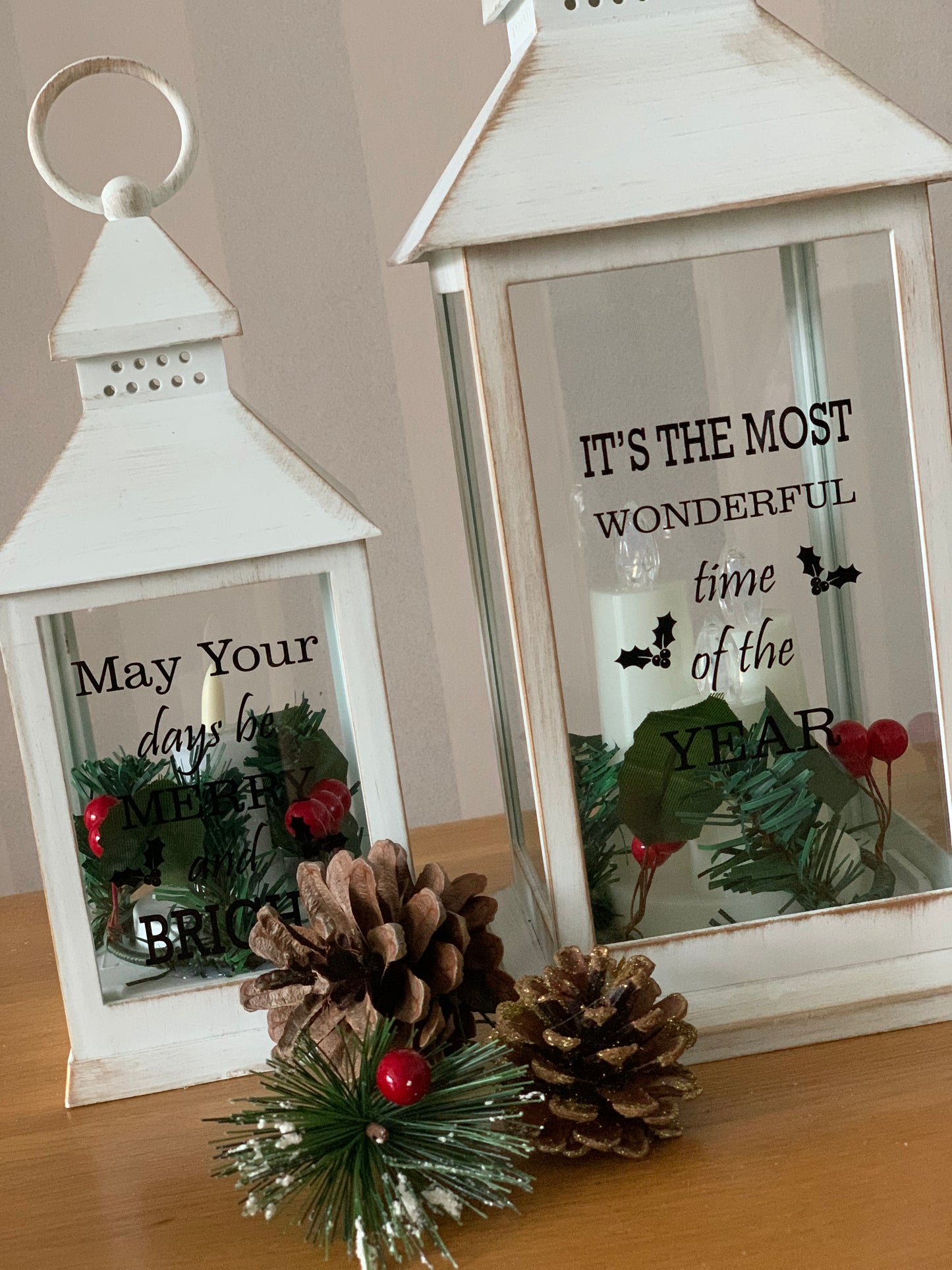 Christmas LED Flame White Message Lantern