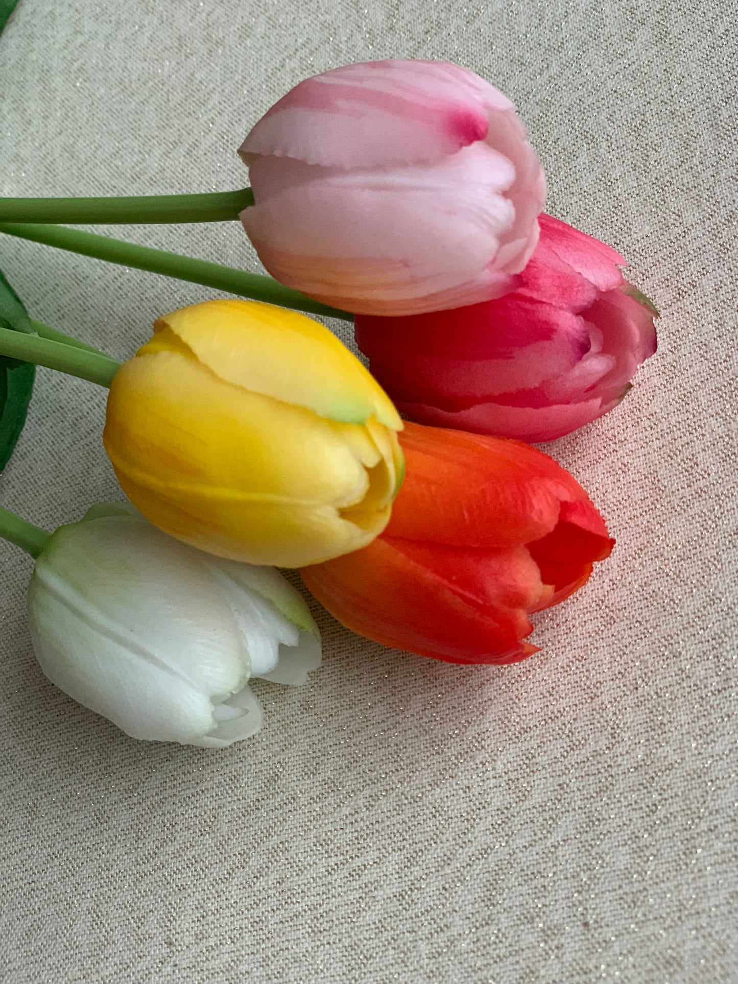 Set of 5 Artificial Tulips in assorted colours