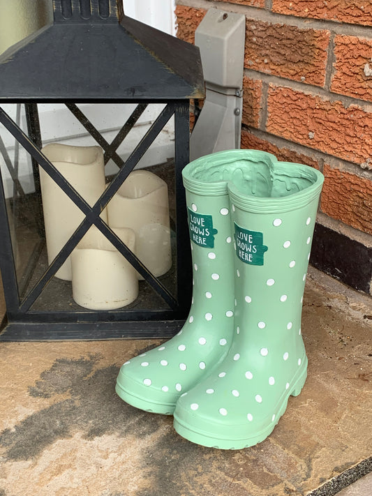 Green Welly Boot Planter