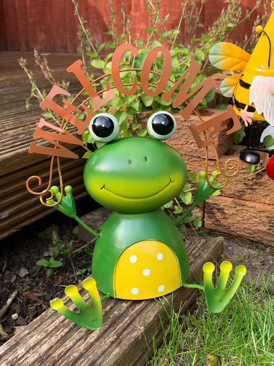 Bright Eyes Metal Welcome Frog