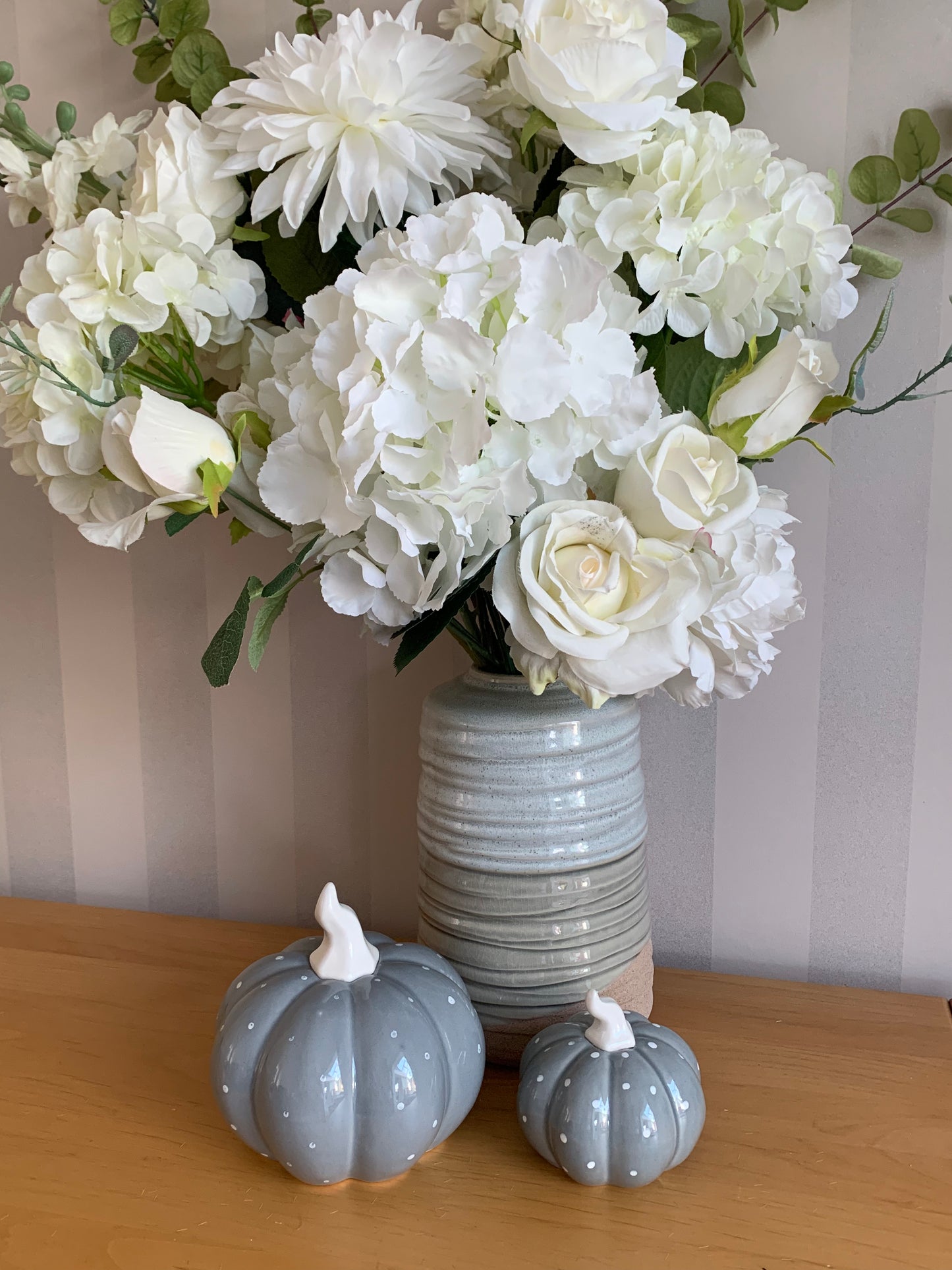 Grey & White polka dot pumpkin set