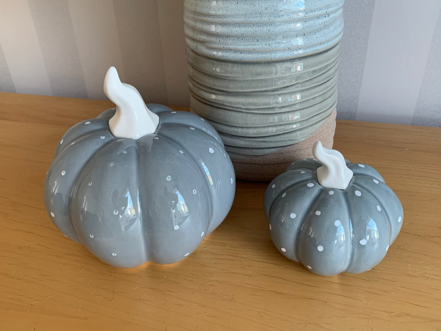 Grey & White polka dot pumpkin set