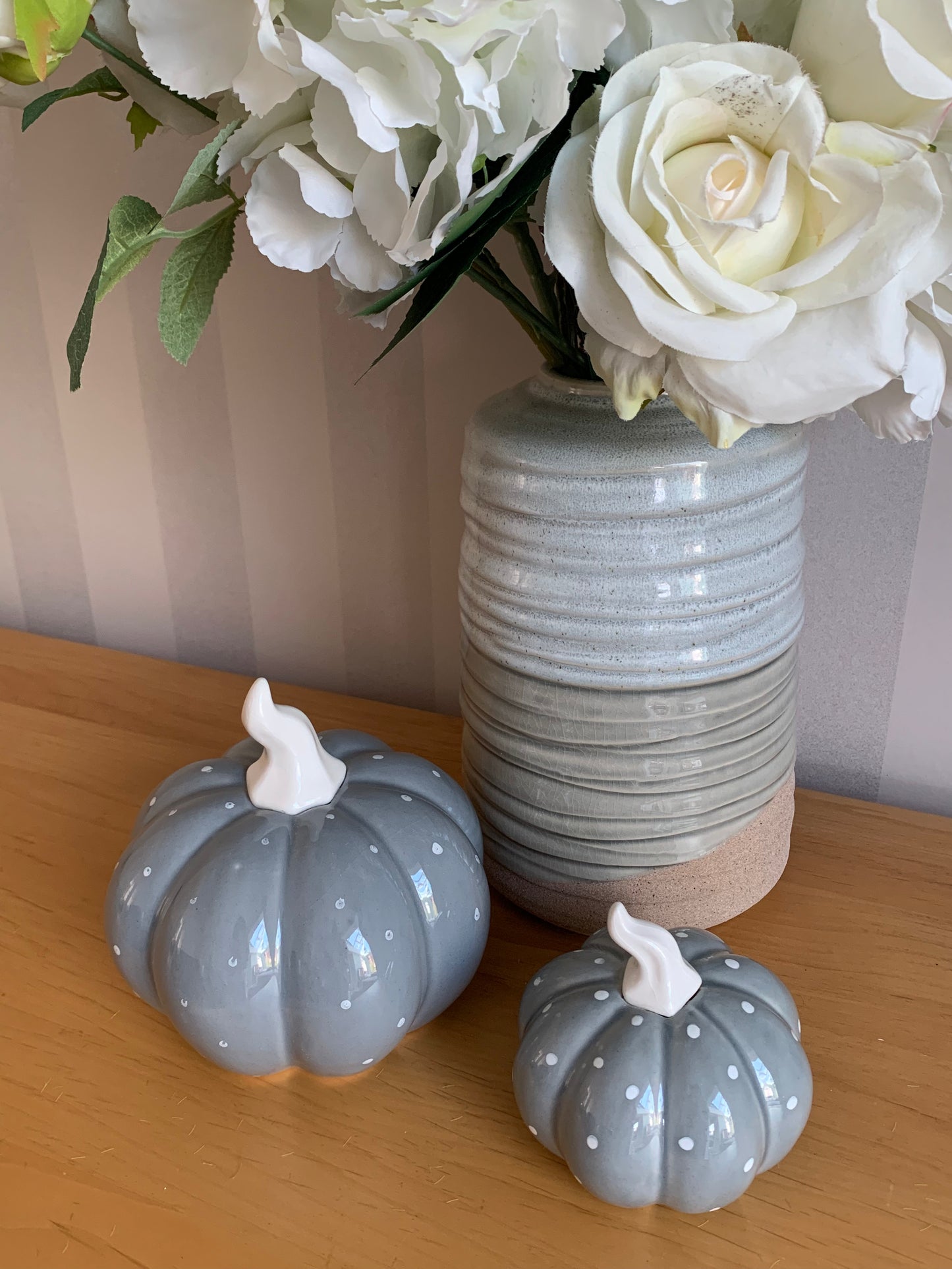 Grey & White polka dot pumpkin set