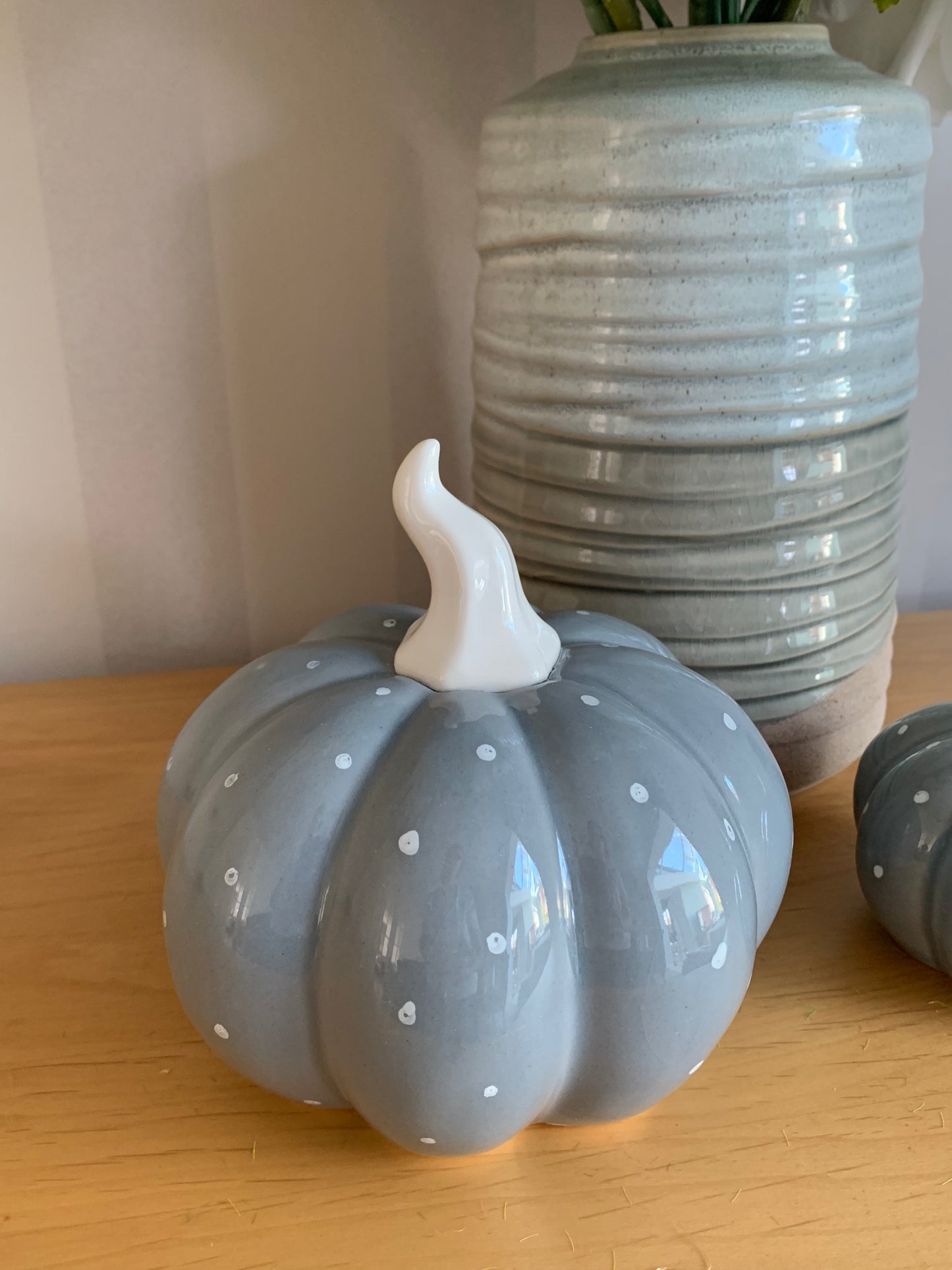 Grey & White polka dot pumpkin set