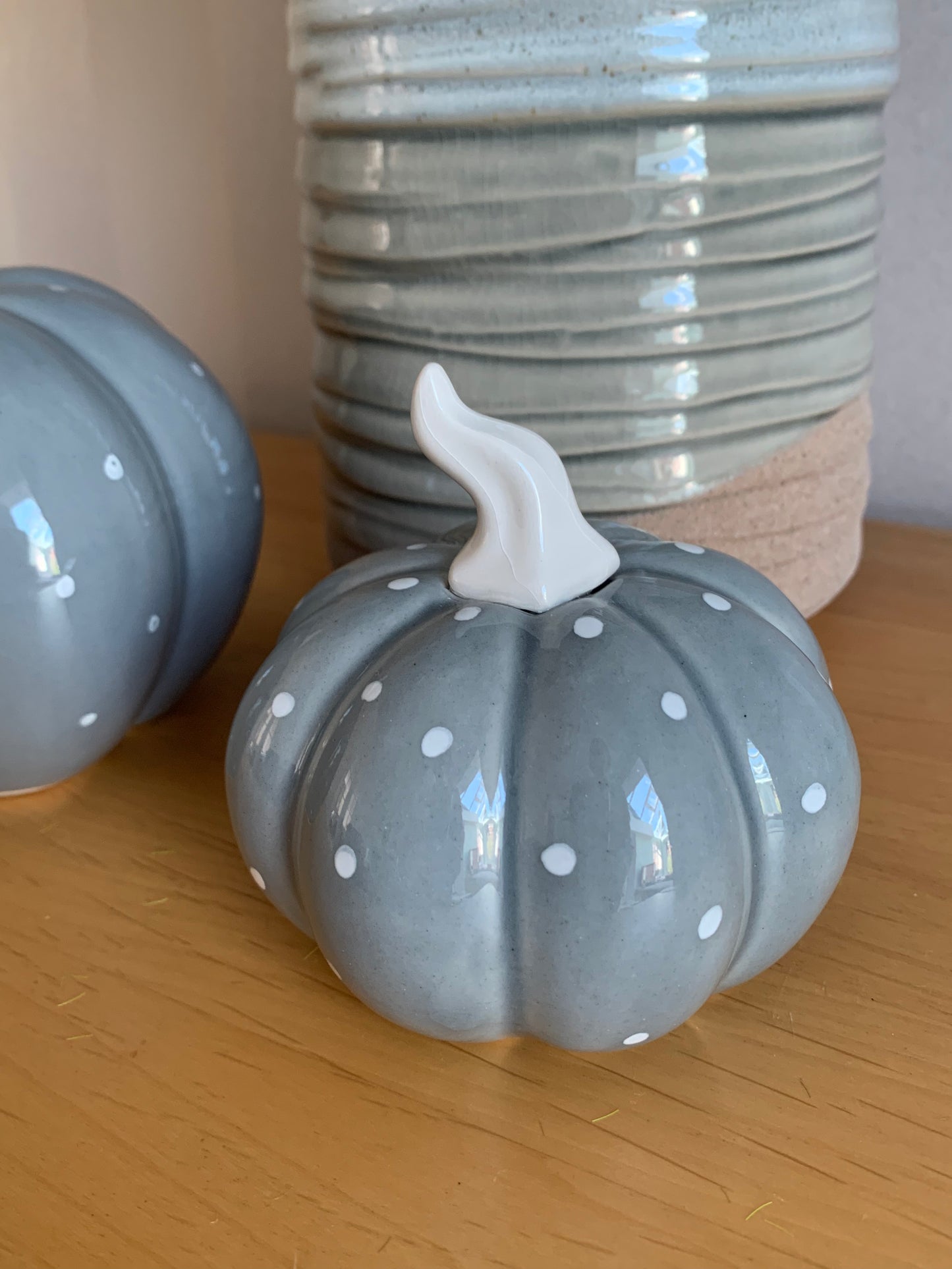 Grey & White polka dot pumpkin set