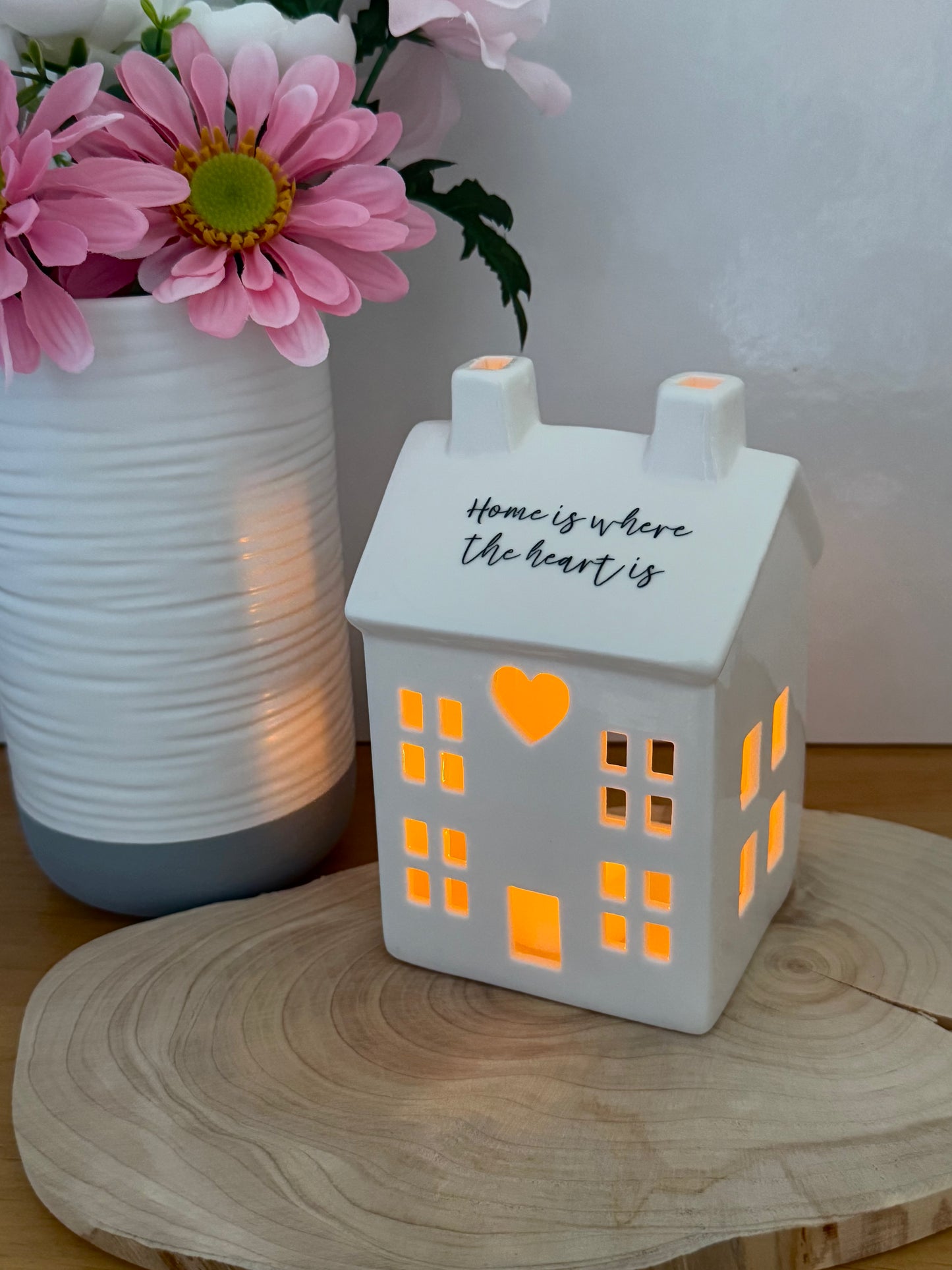 White ceramic candle house