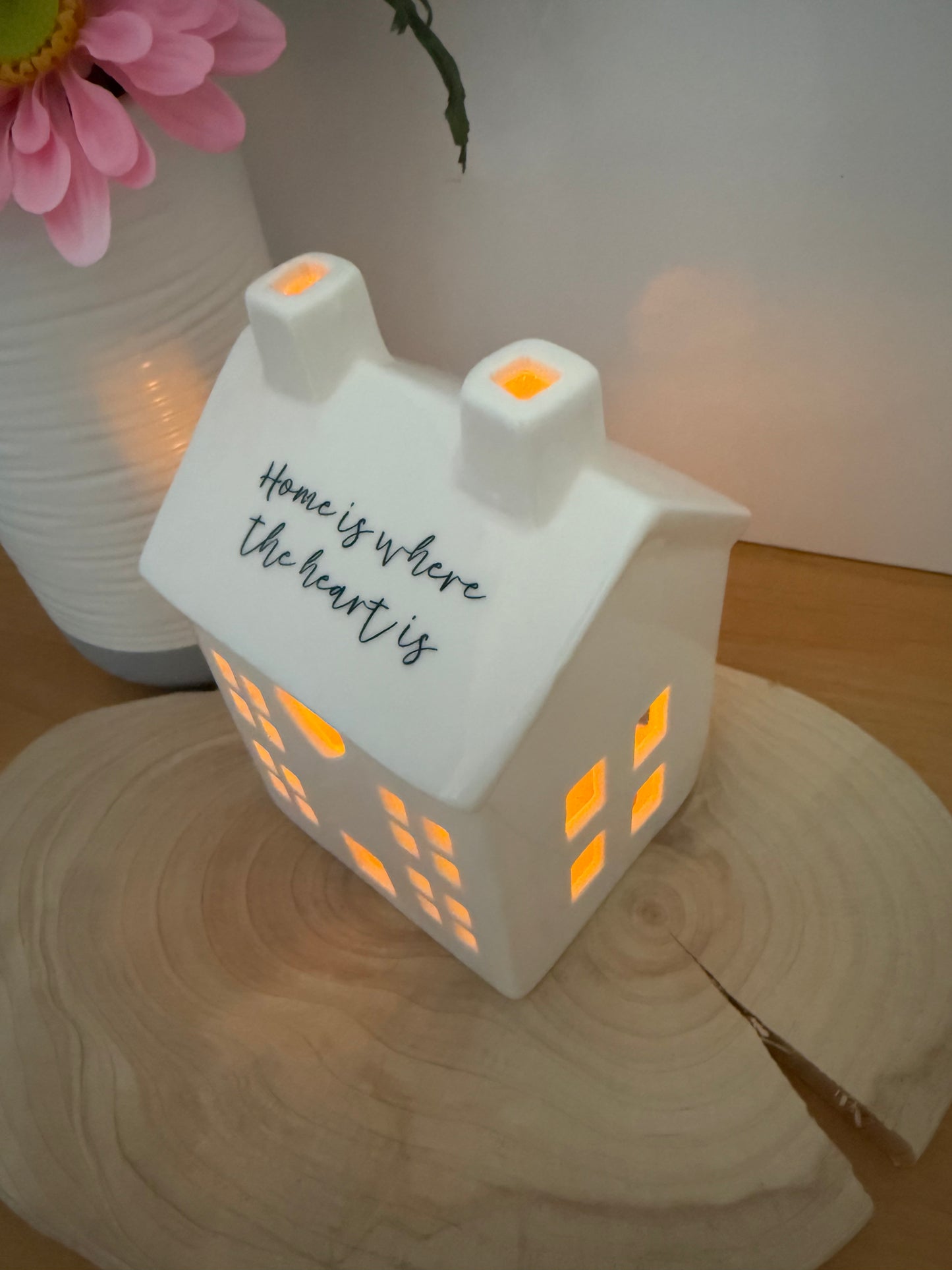 White ceramic candle house