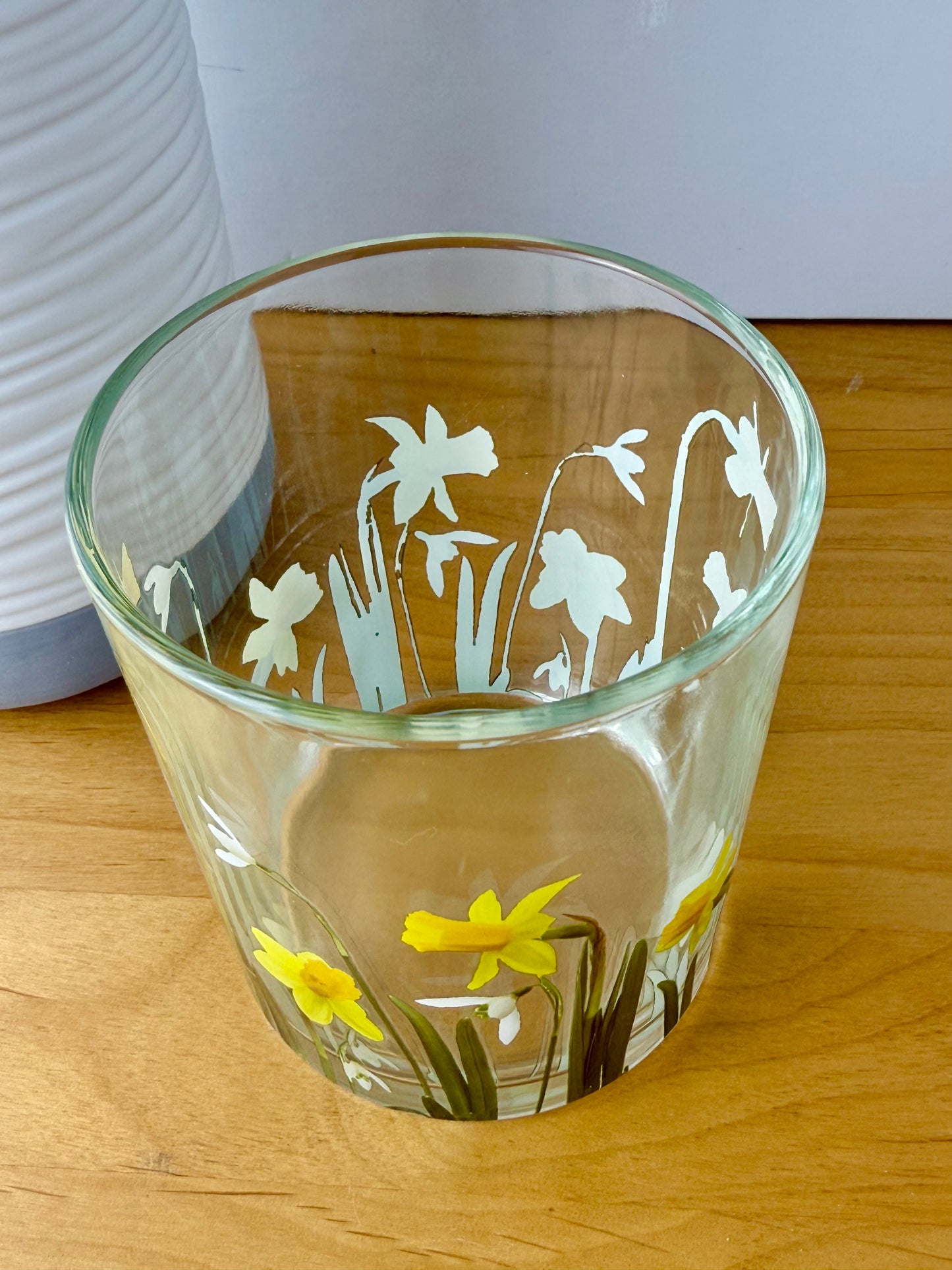 Daffodil & Snowdrops Glass Tea Light Jar