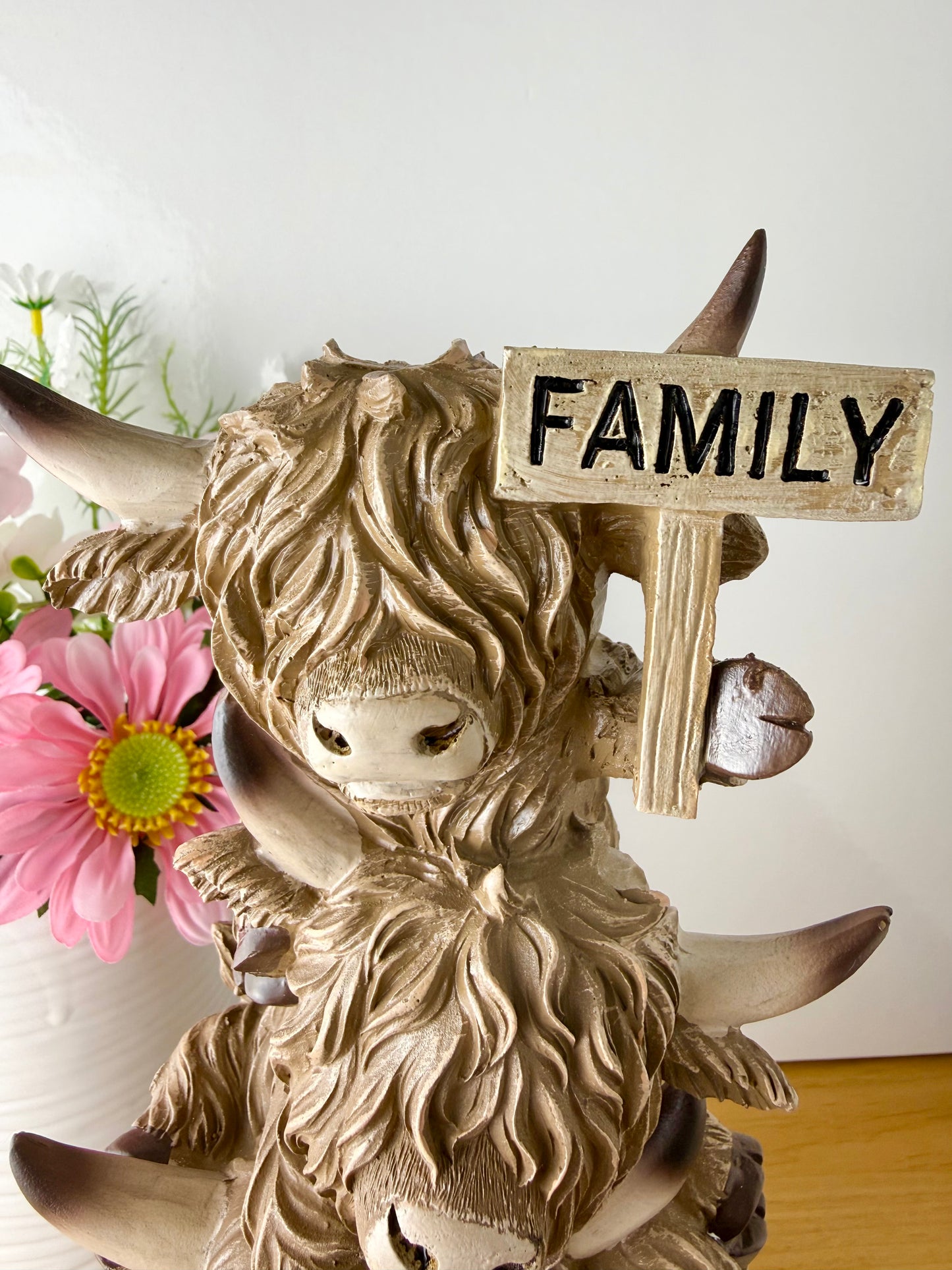 Family Trio of Highland Cows Statue