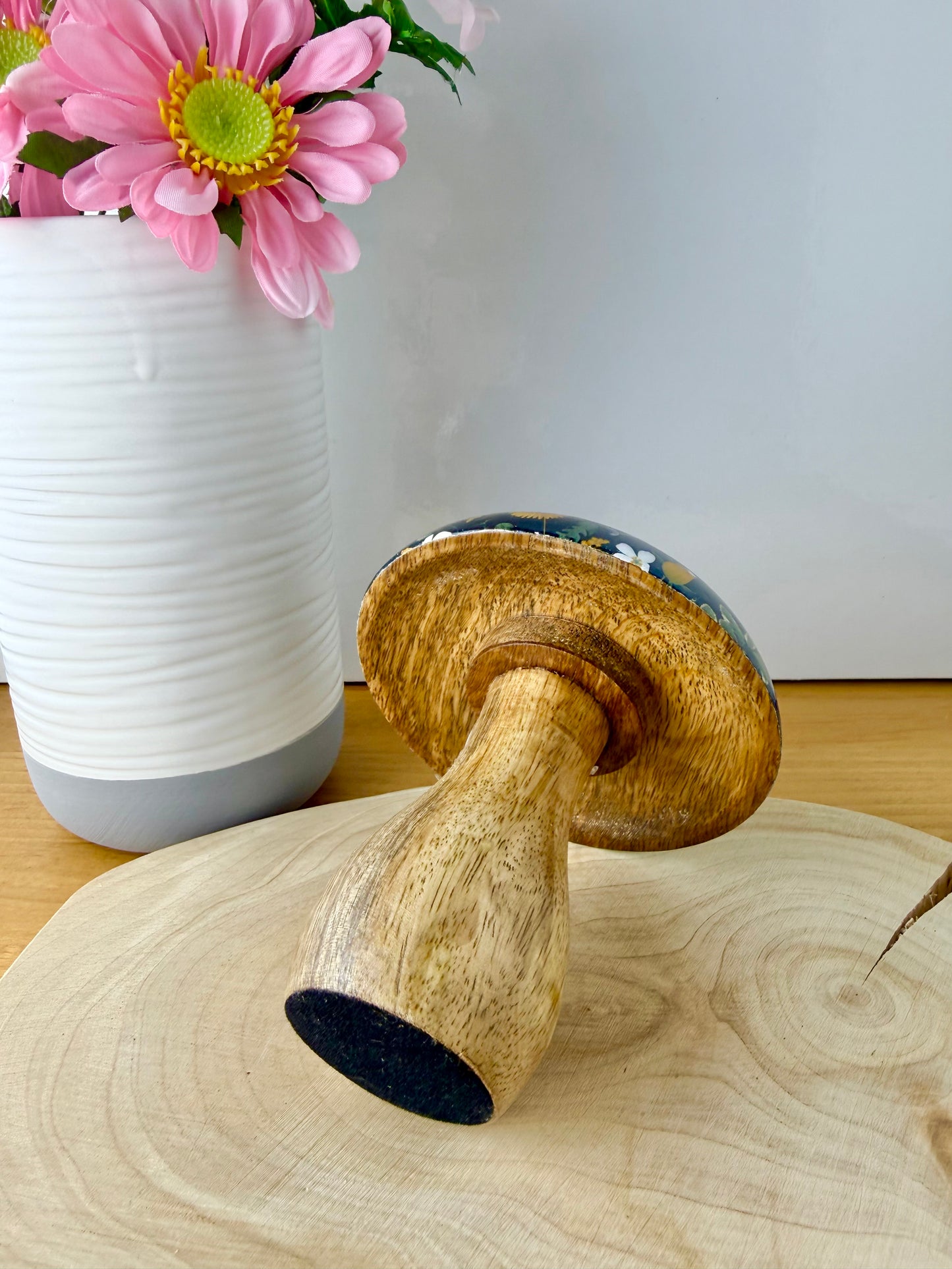 Wooden Mushroom - Floral - 2 sizes