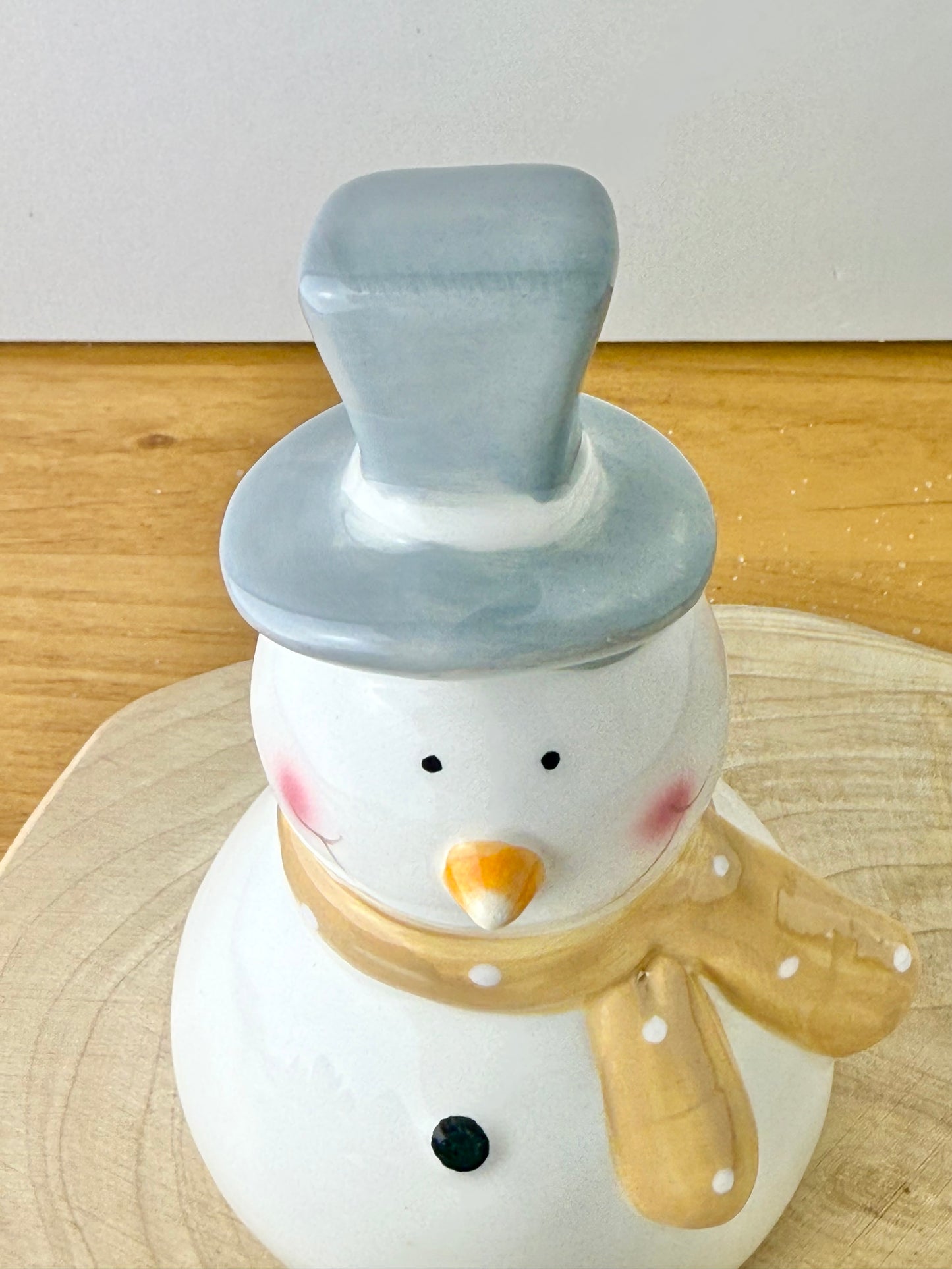 Snowman Wearing a Grey Top Hat