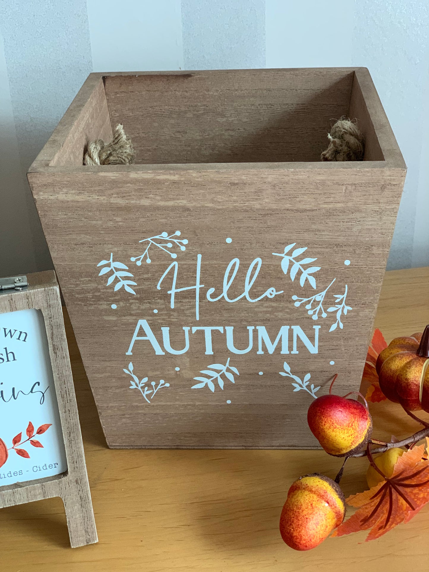 Hello Autumn Wooden Bucket