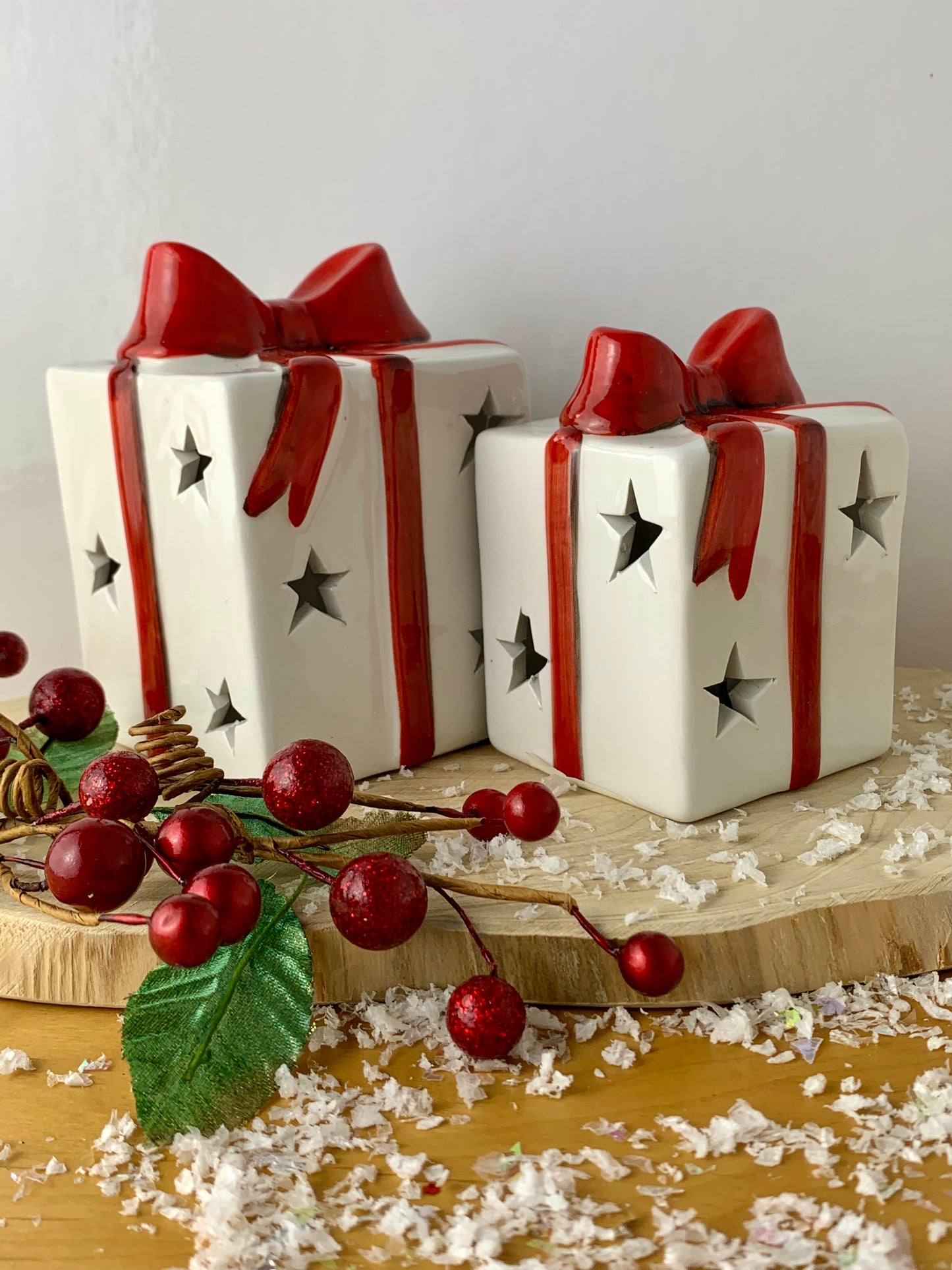 Red & White Christmas LED Parcel - Small & Large