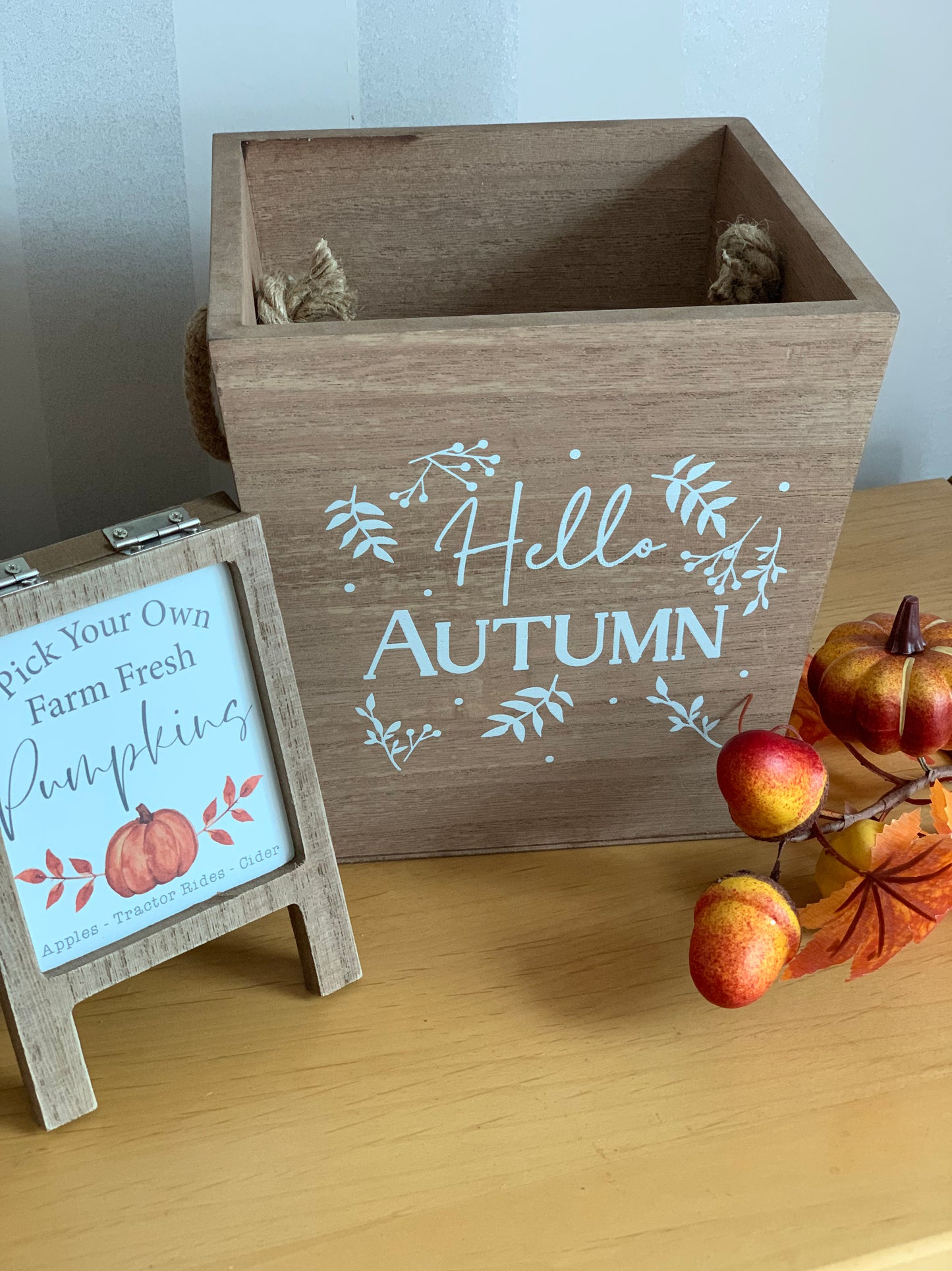 Hello Autumn Wooden Bucket