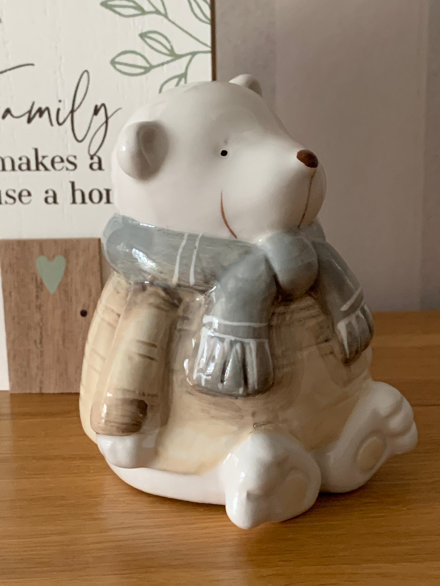 Christmas Teddy Bear Grey & White