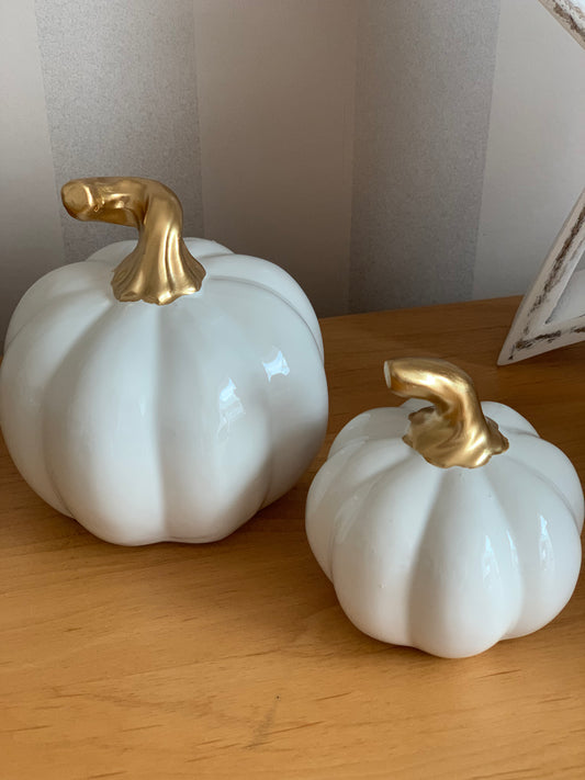 Ceramic White Pumpkin - Medium & Small