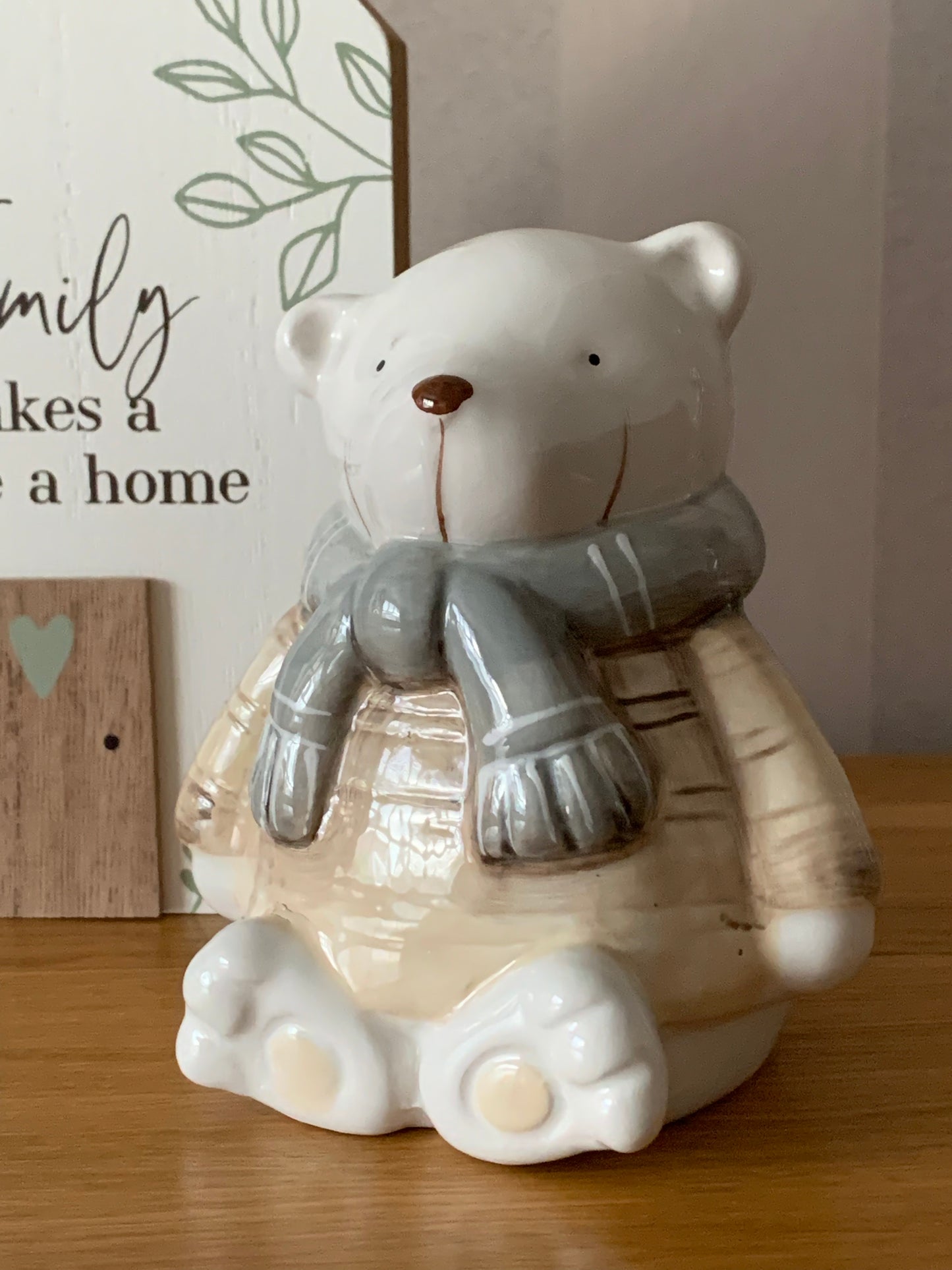Christmas Teddy Bear Grey & White