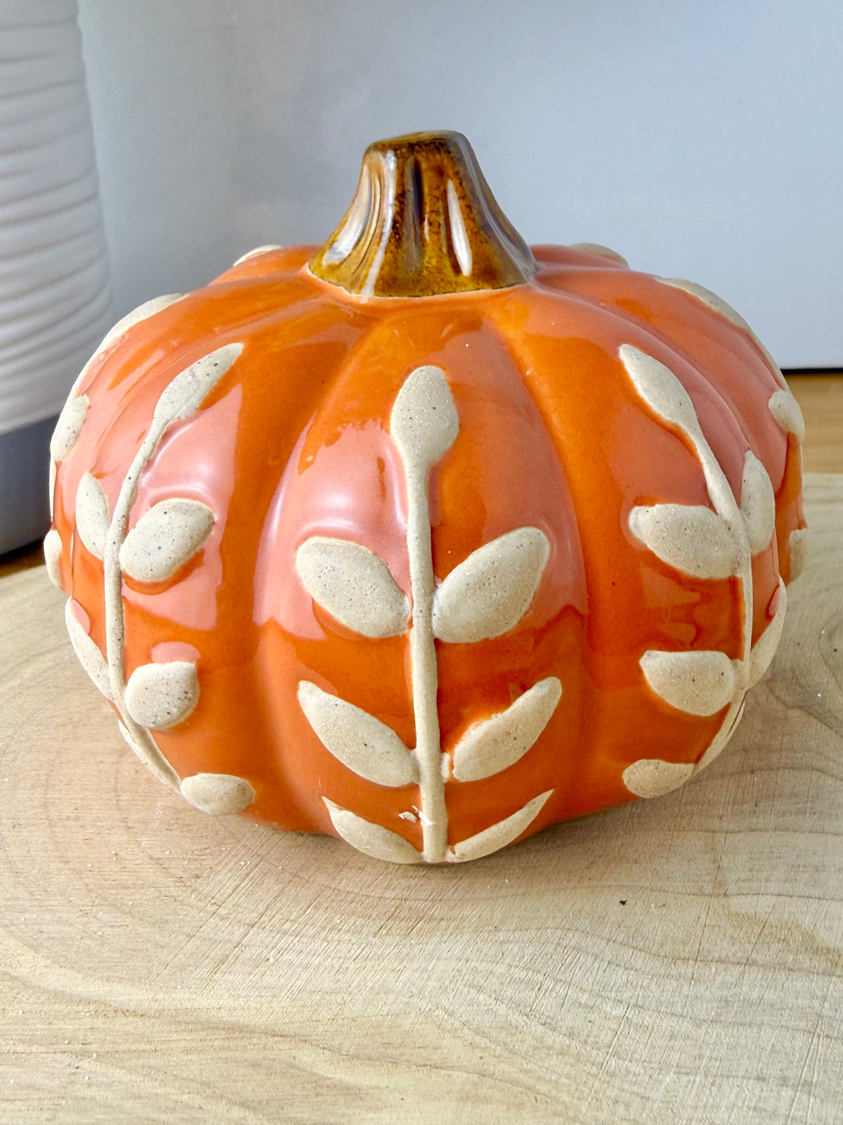 Orange & Beige ceramic pumpkin