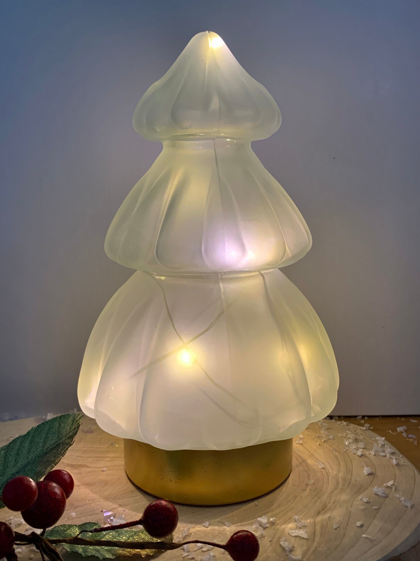 Glass LED White Tree