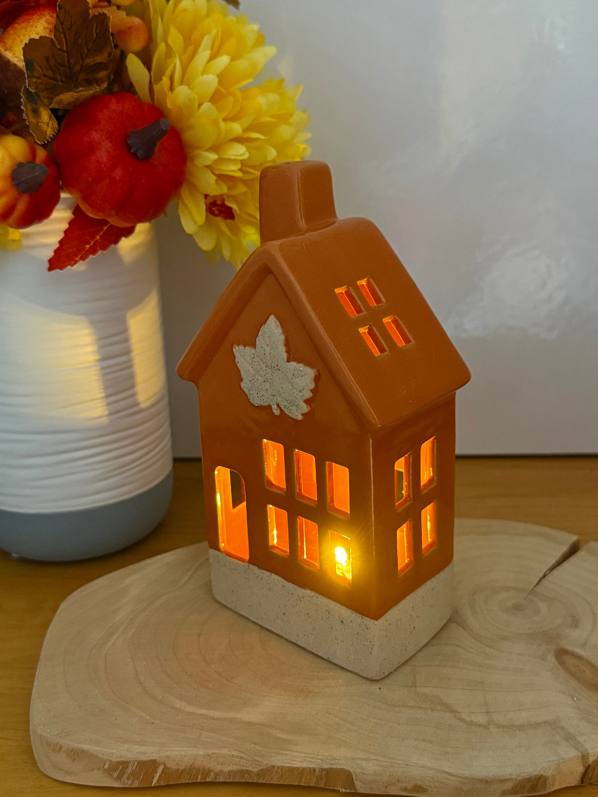 Light Up Orange Autumn ceramic houses - 2 designs
