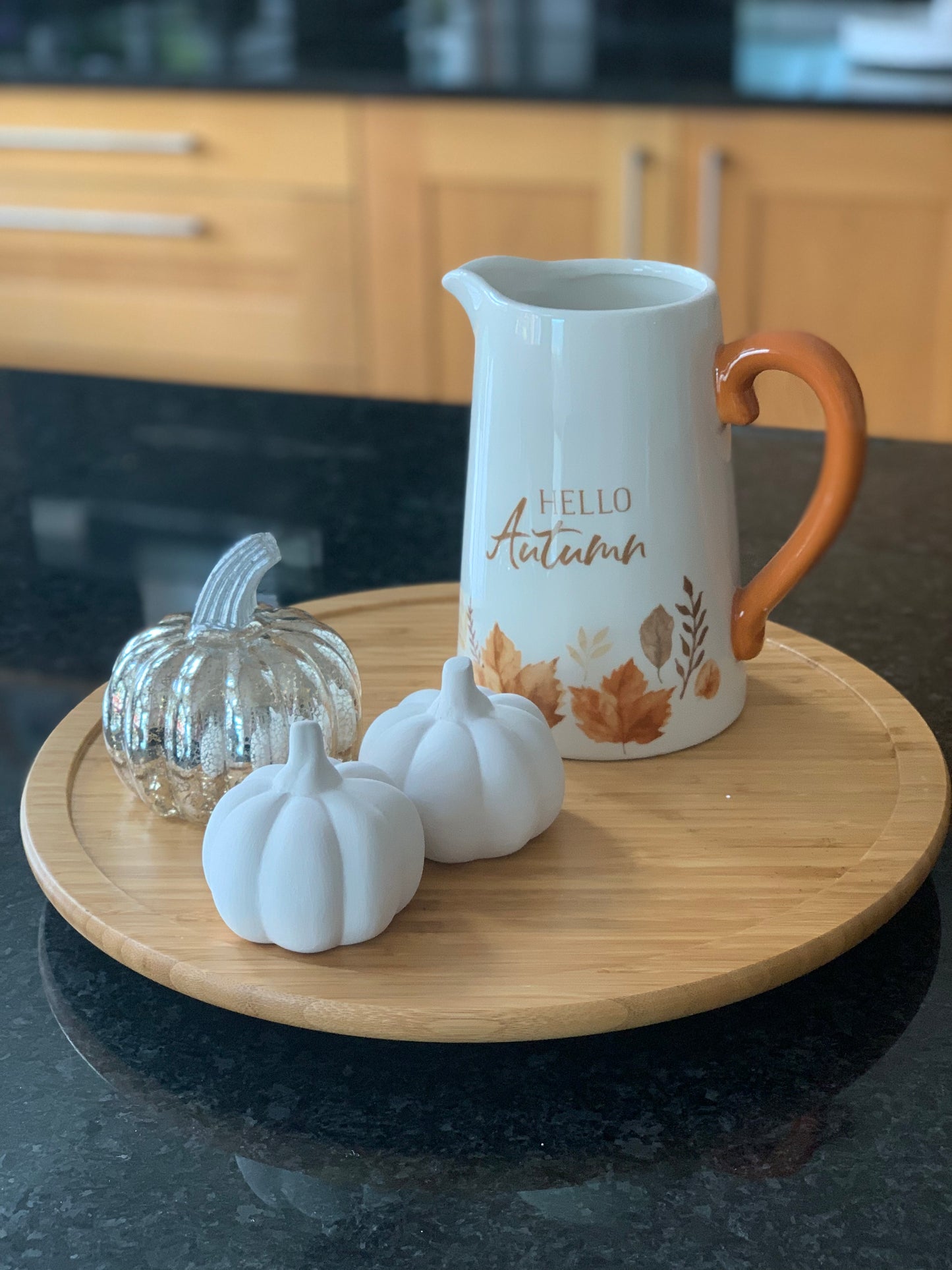 Silver LED Glass Pumpkin Lantern -Small