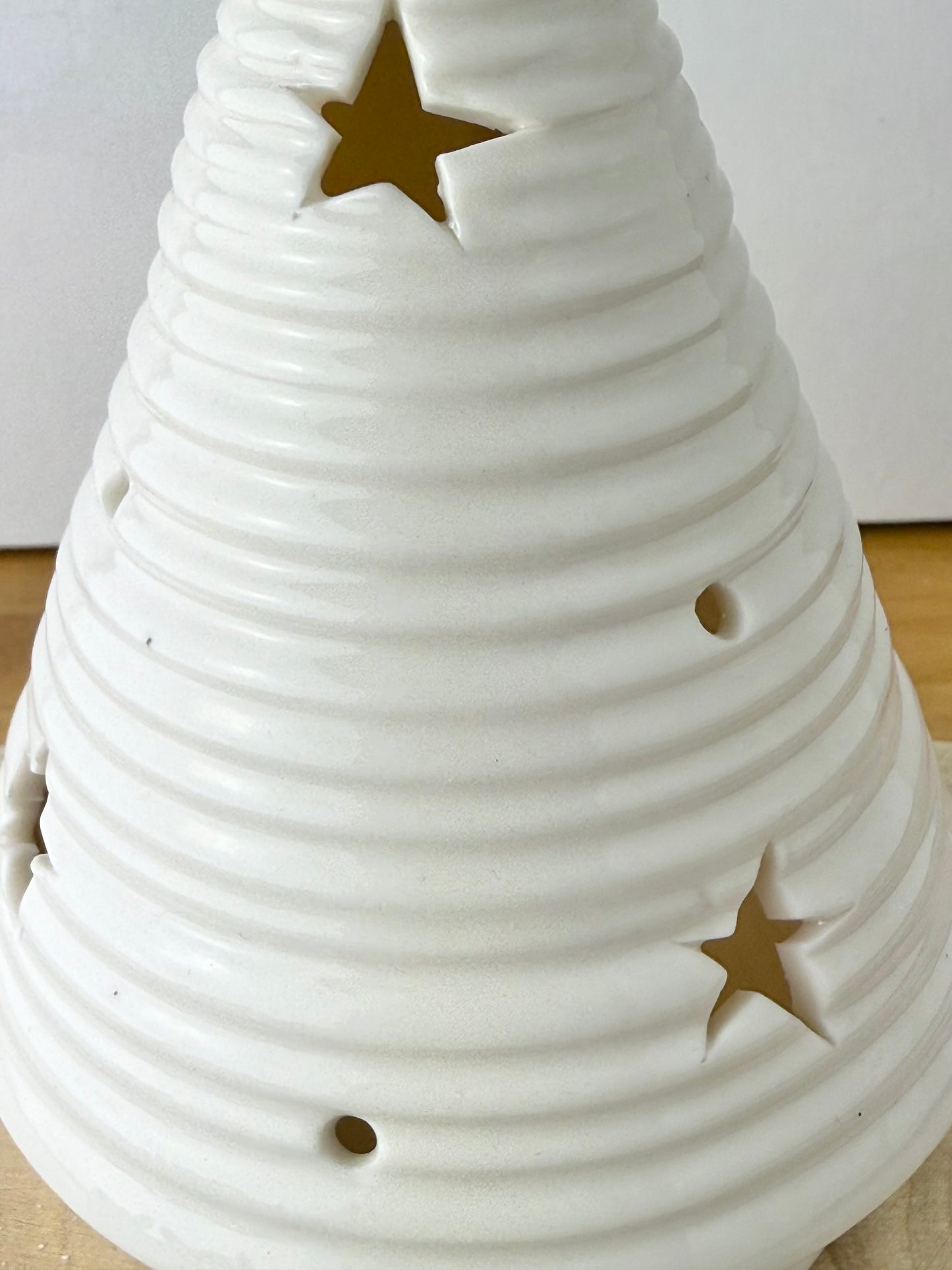 White & Gold Ceramic Light Up Christmas Tree