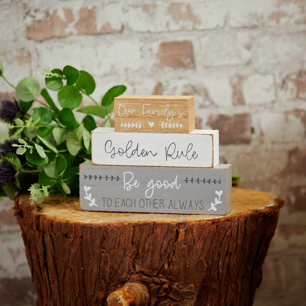 Family Rules Triple Block Sign