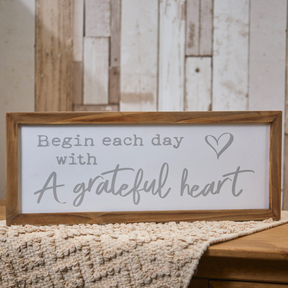 Grateful Heart Framed Wooden Plaque