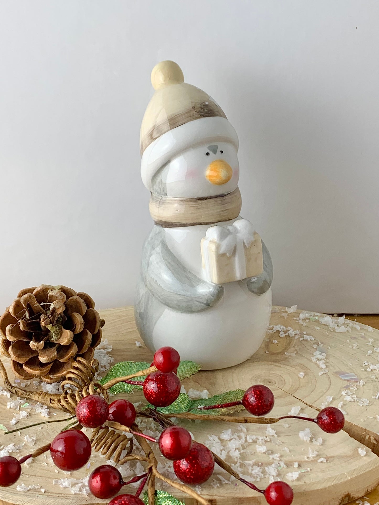 Christmas Grey Penguin with Parcel