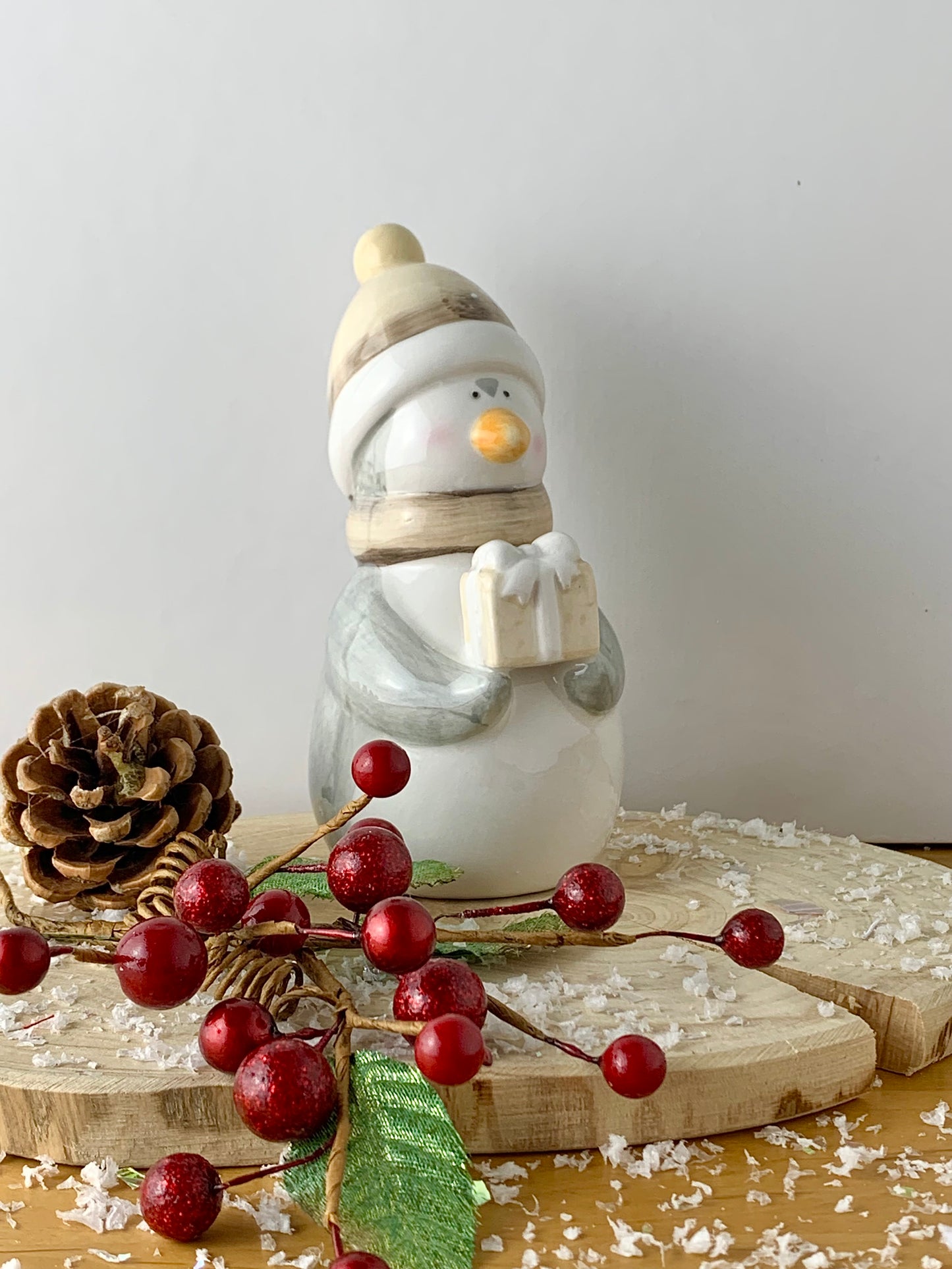 Christmas Grey Penguin with Parcel
