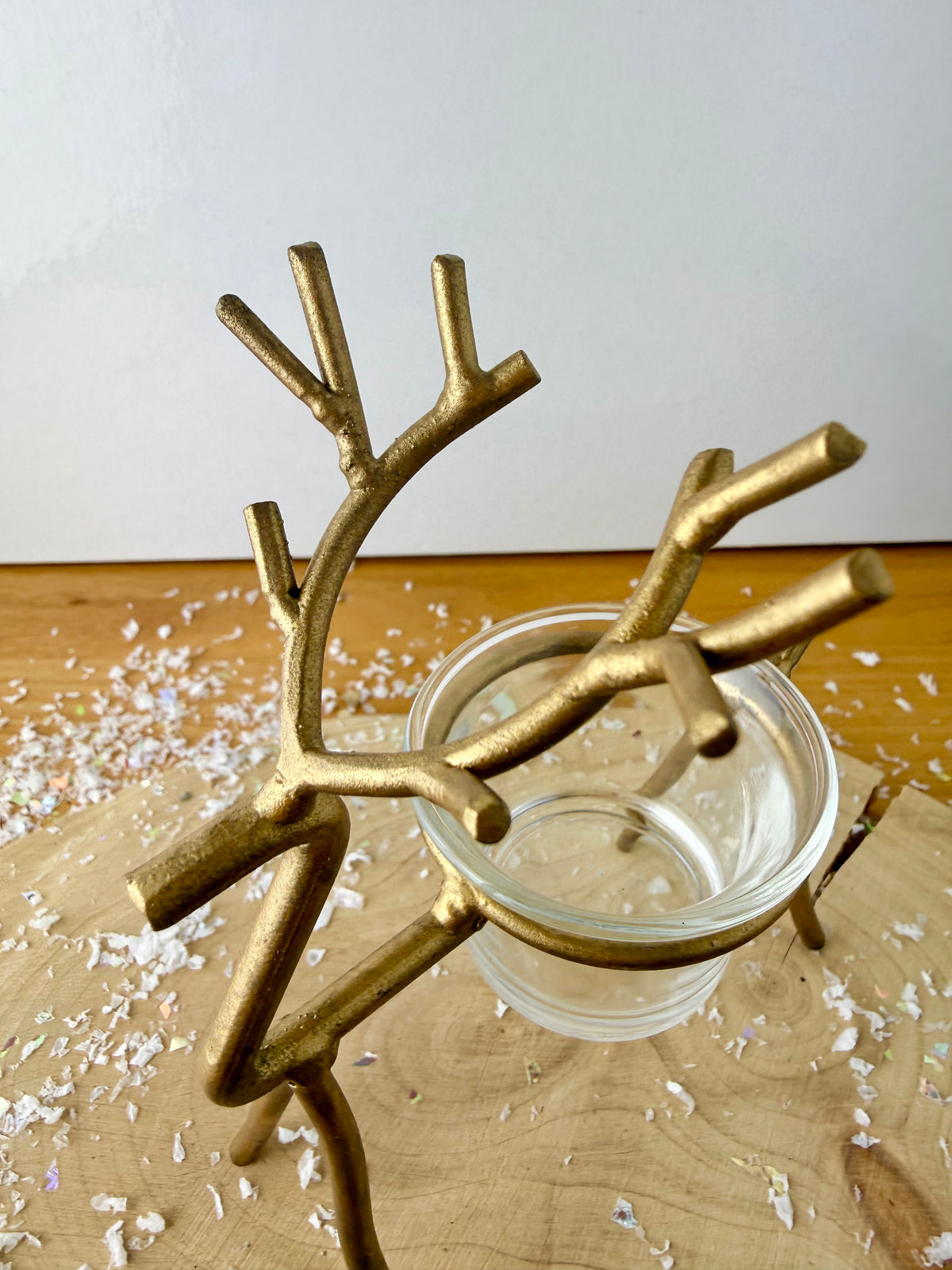 Gold Reindeer T-Light Holder