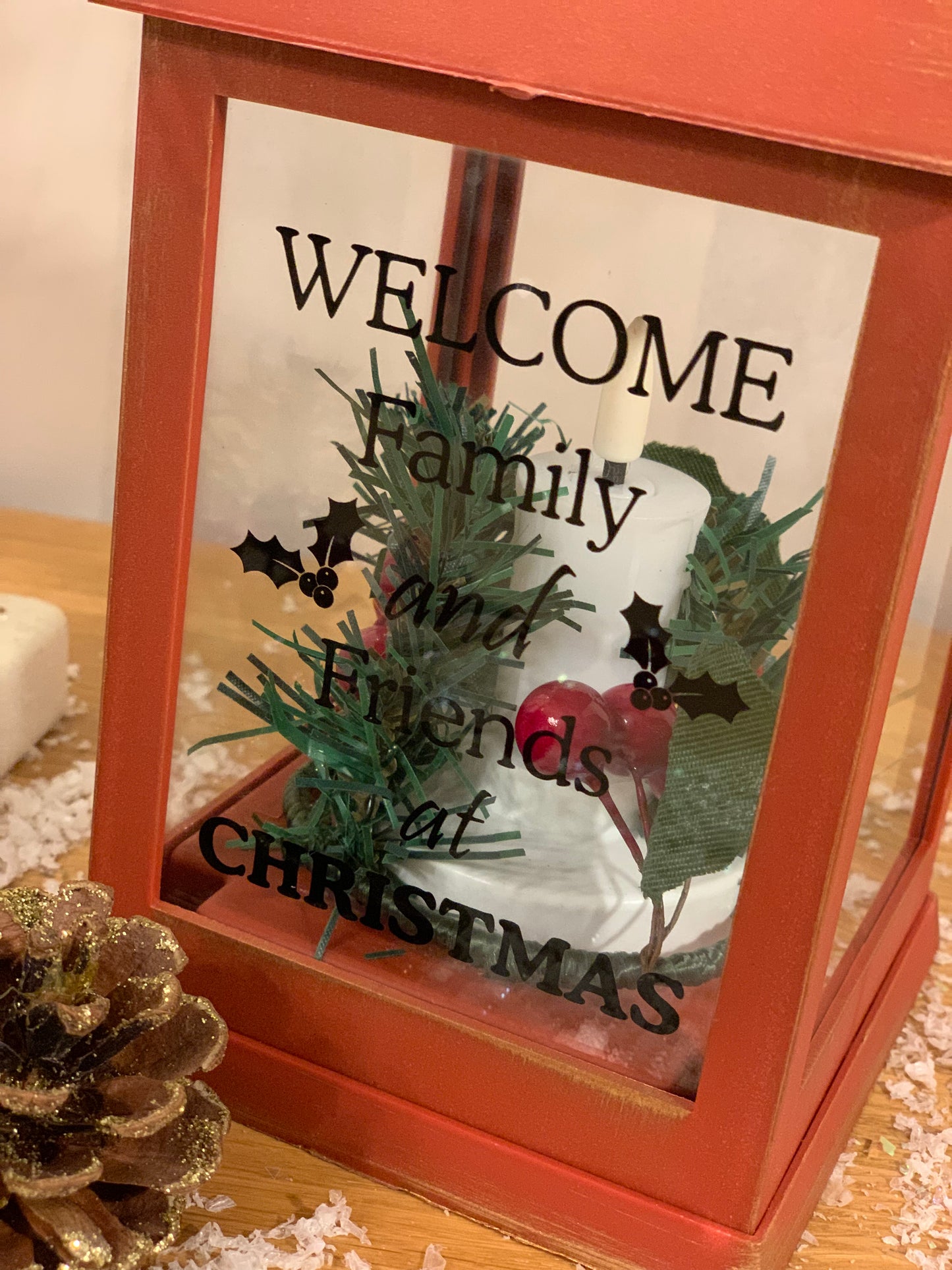 Christmas LED Flame Red Message Lantern