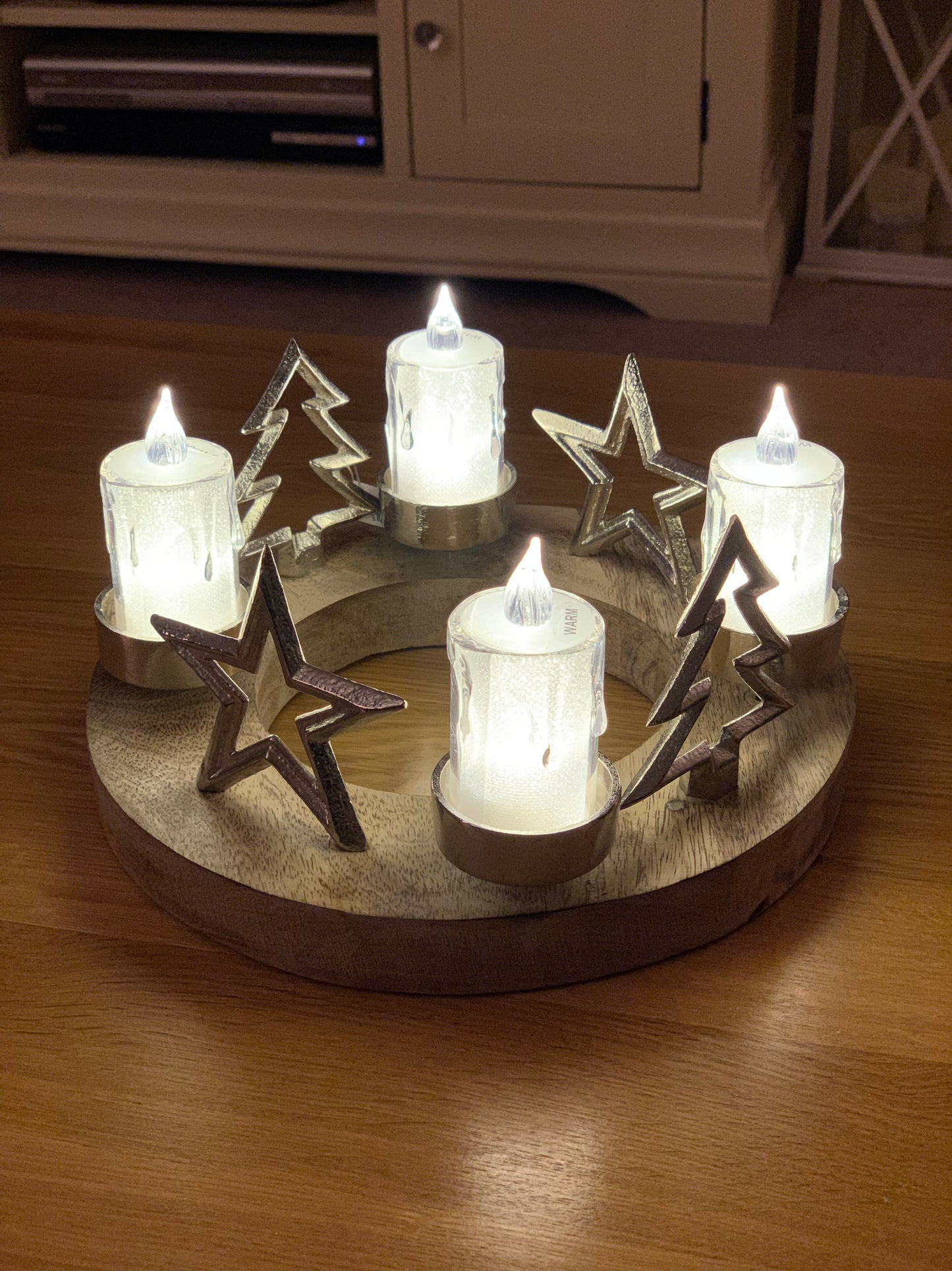 Silver Tree And Star Tealight Centrepiece