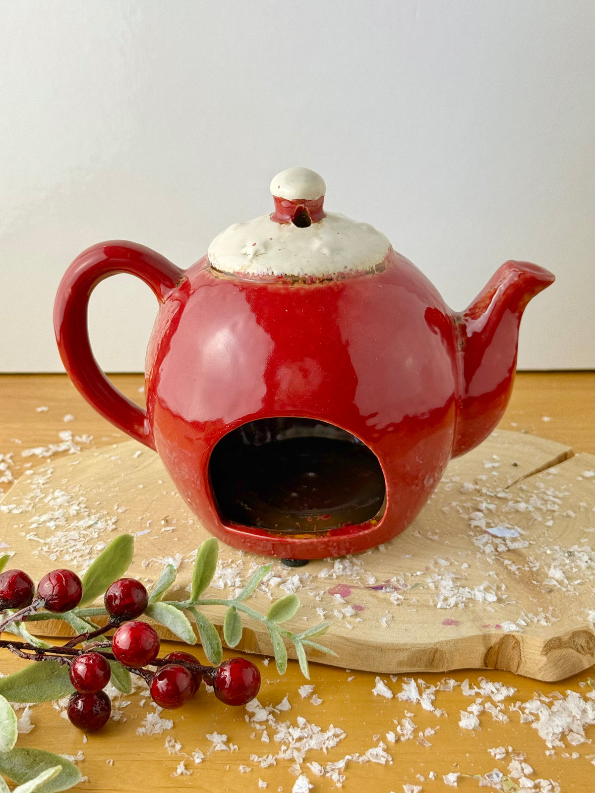 Village Pottery Christmas Teapot House