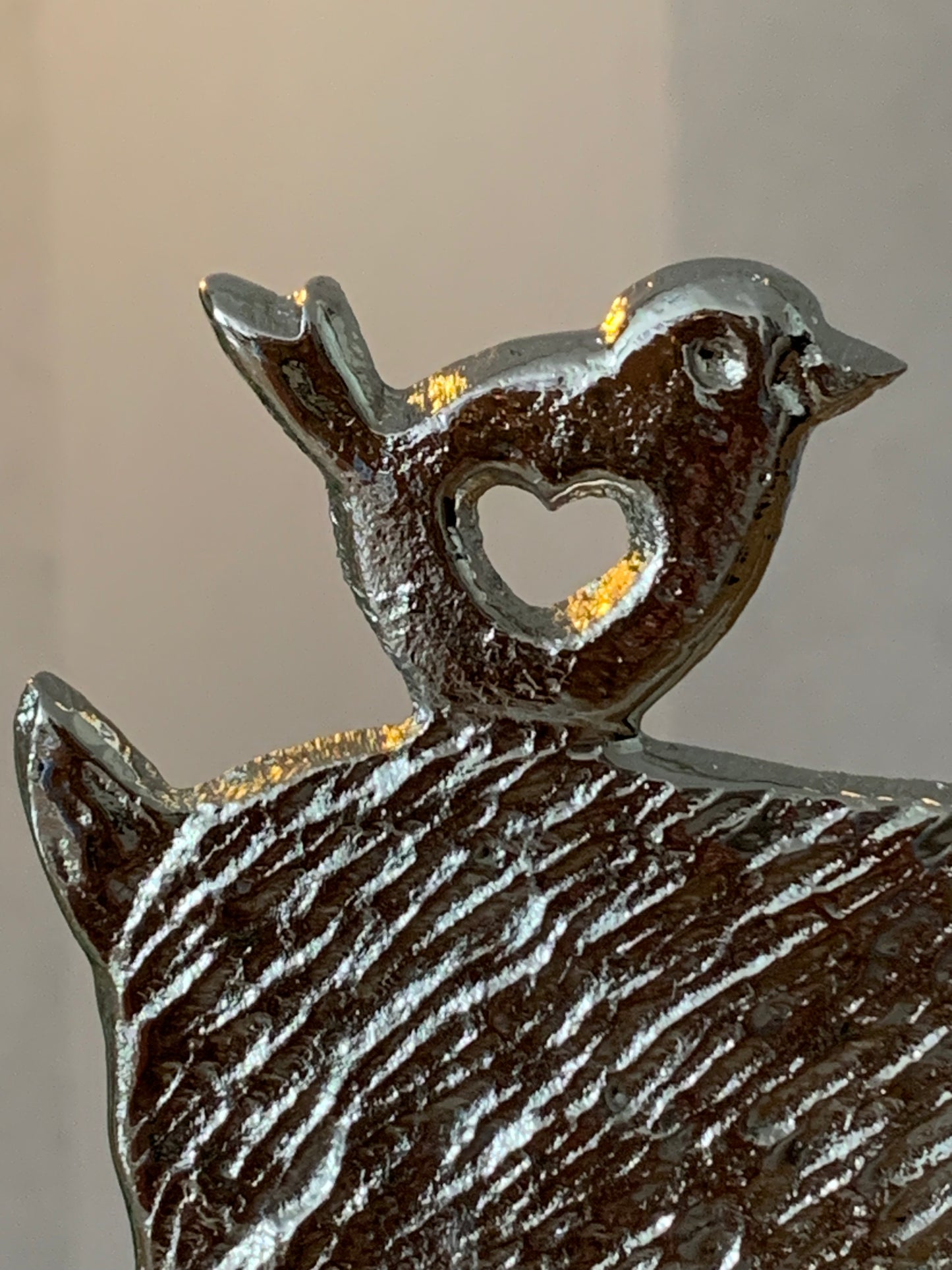 Silver Metal Reindeer On Wooden Base