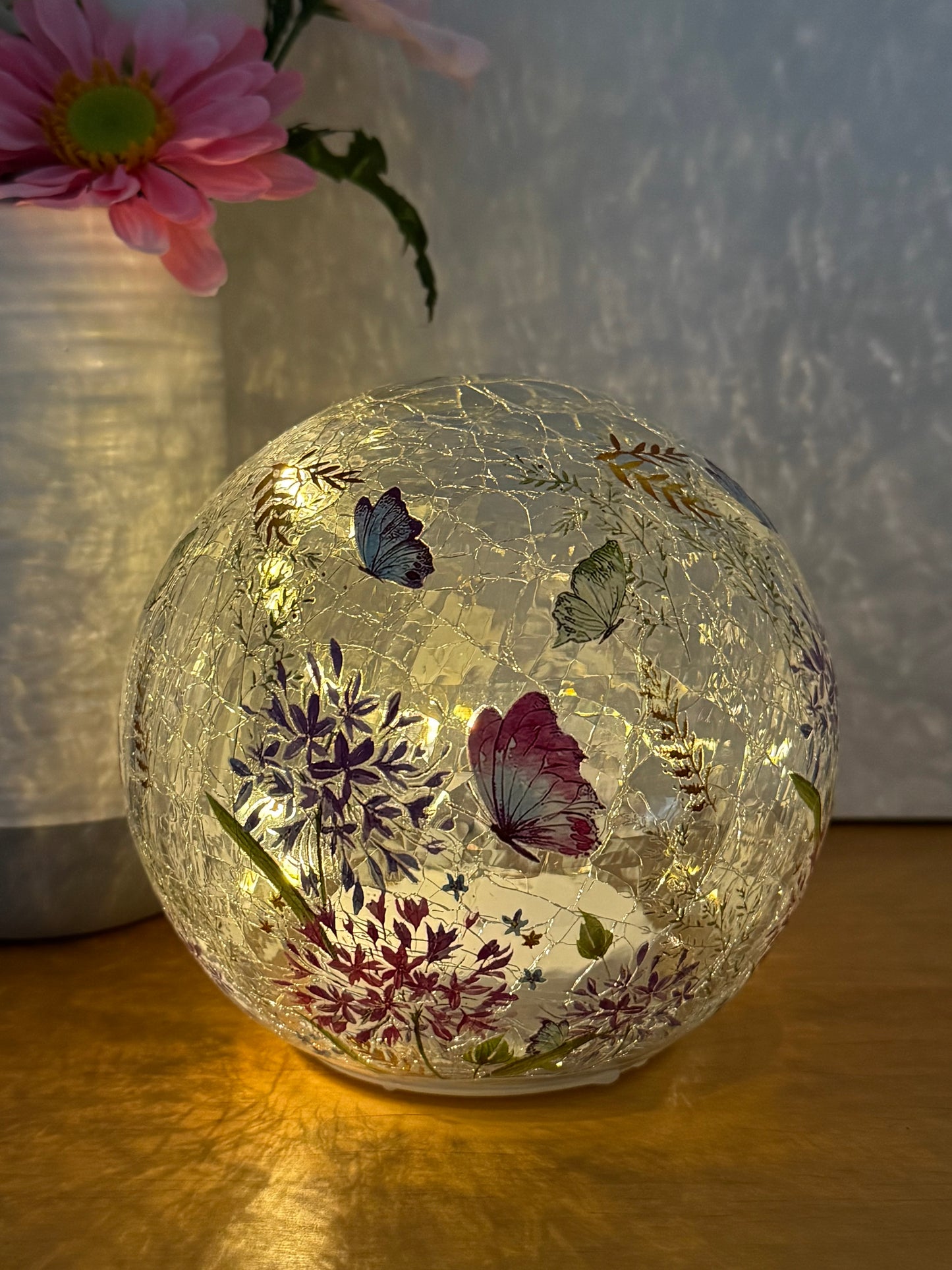 Floral Butterfly Light up Glass Ball
