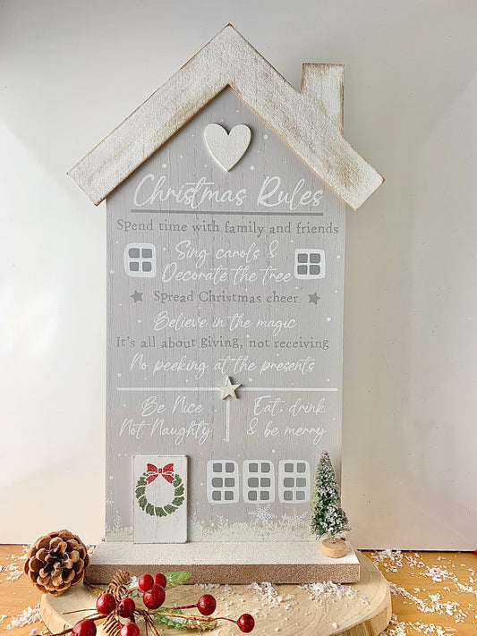 Christmas Rules House Plaque