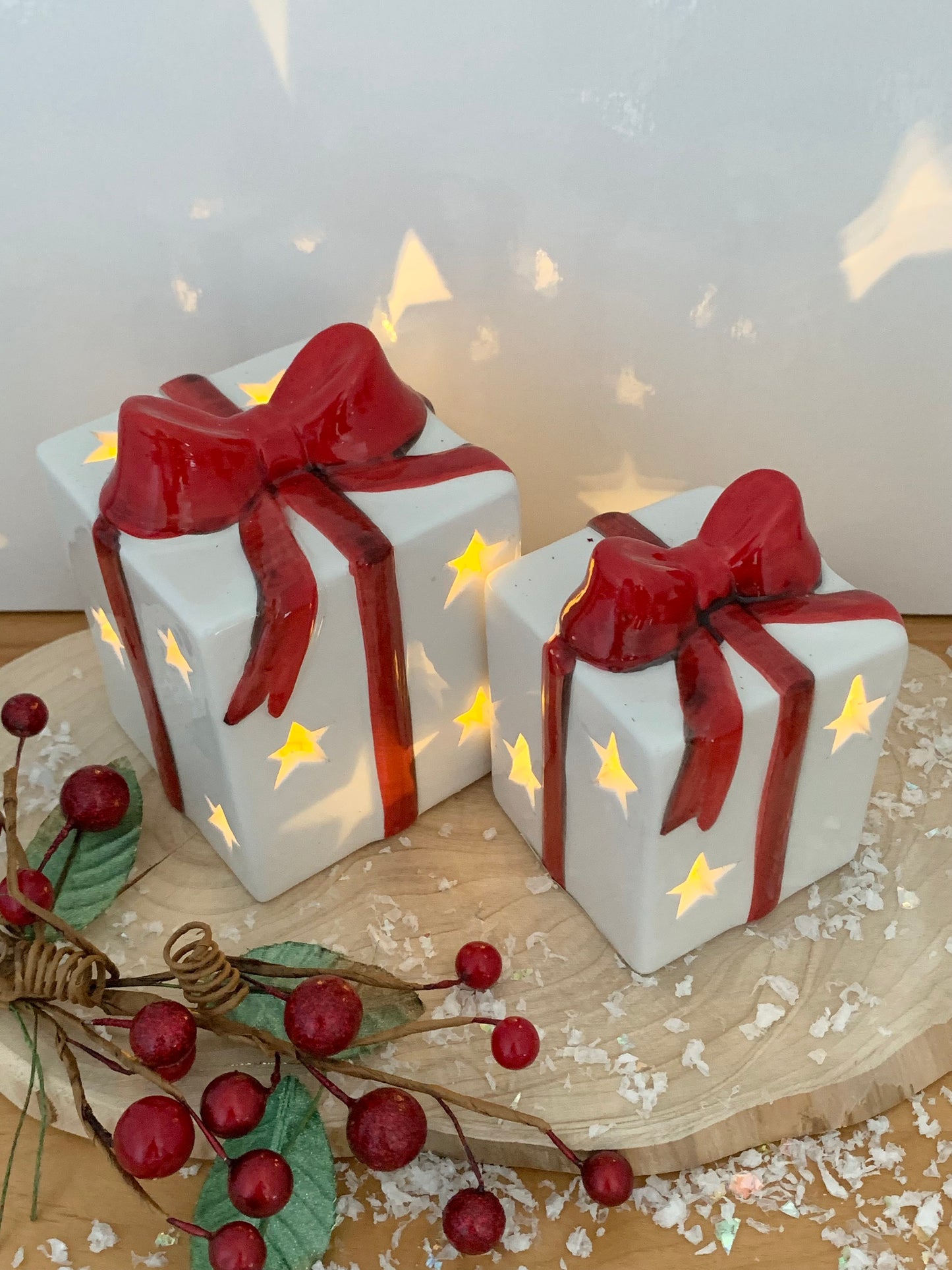 Red & White Christmas LED Parcel - Small & Large