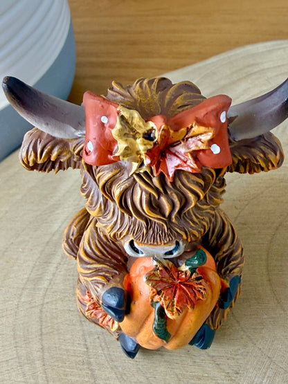 Highland Mini Cows - Pair of Autumn or Halloween Cows