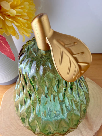 Diamond Cut Light Up Pear - Green with gold leaf - 2 Sizes