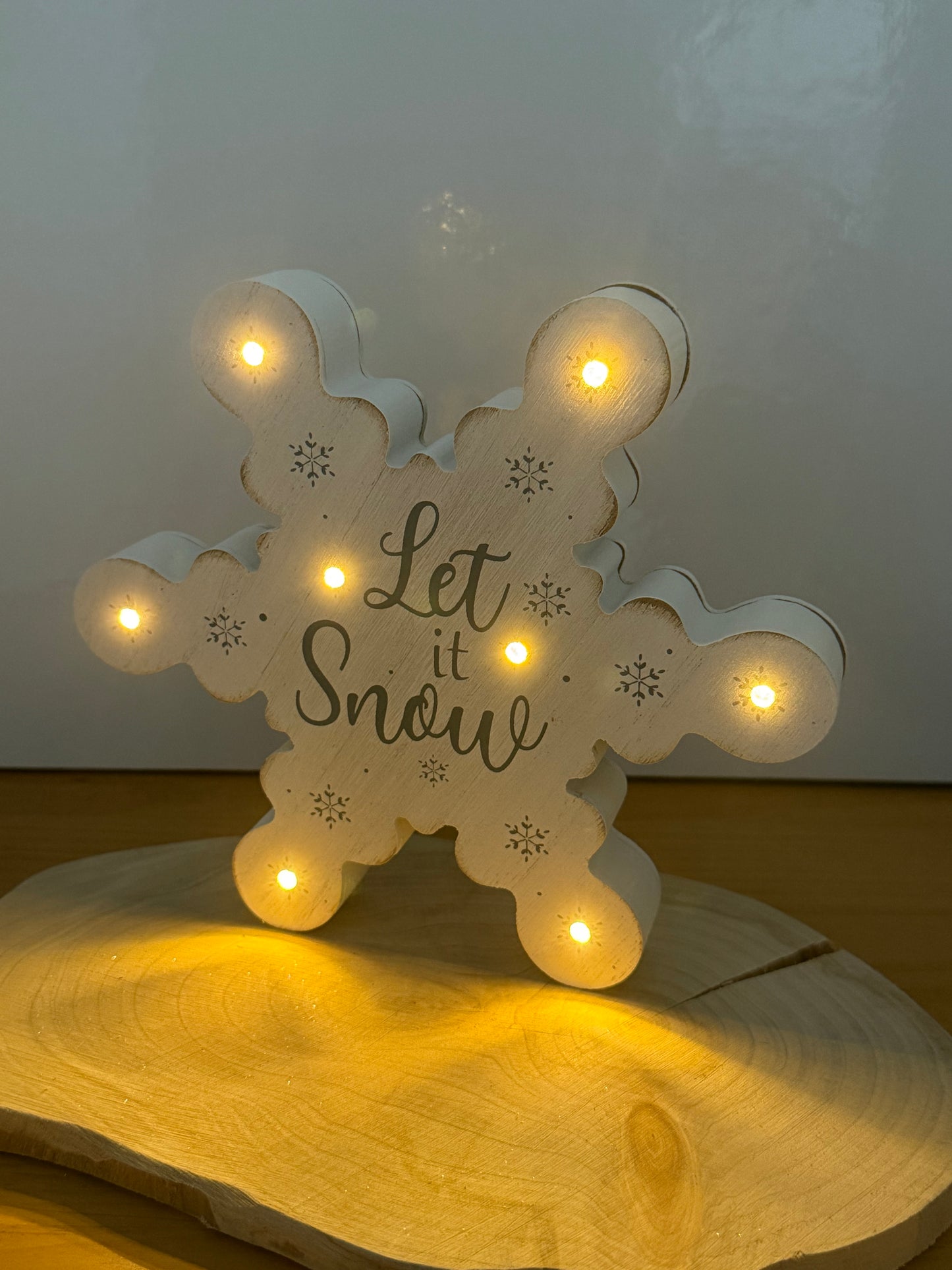 Wooden Snowflakes with LED Lights