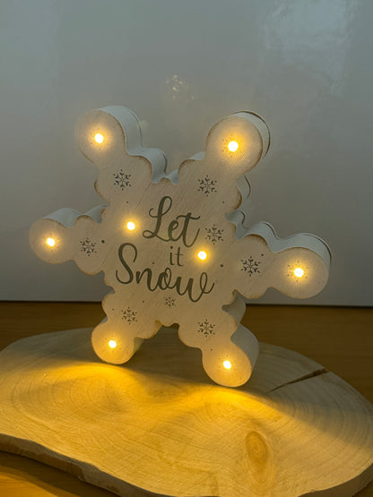 Wooden Snowflakes with LED Lights