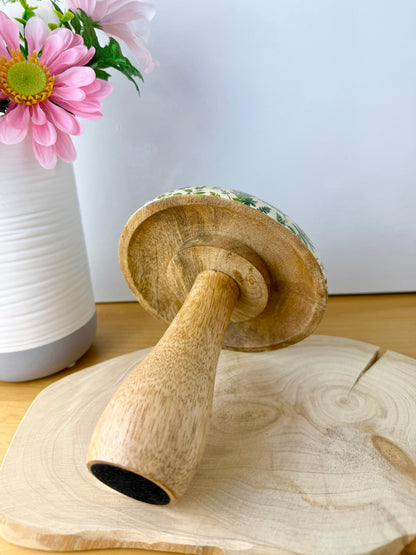 Wooden Mushroom - Green Ferns  - 2 sizes